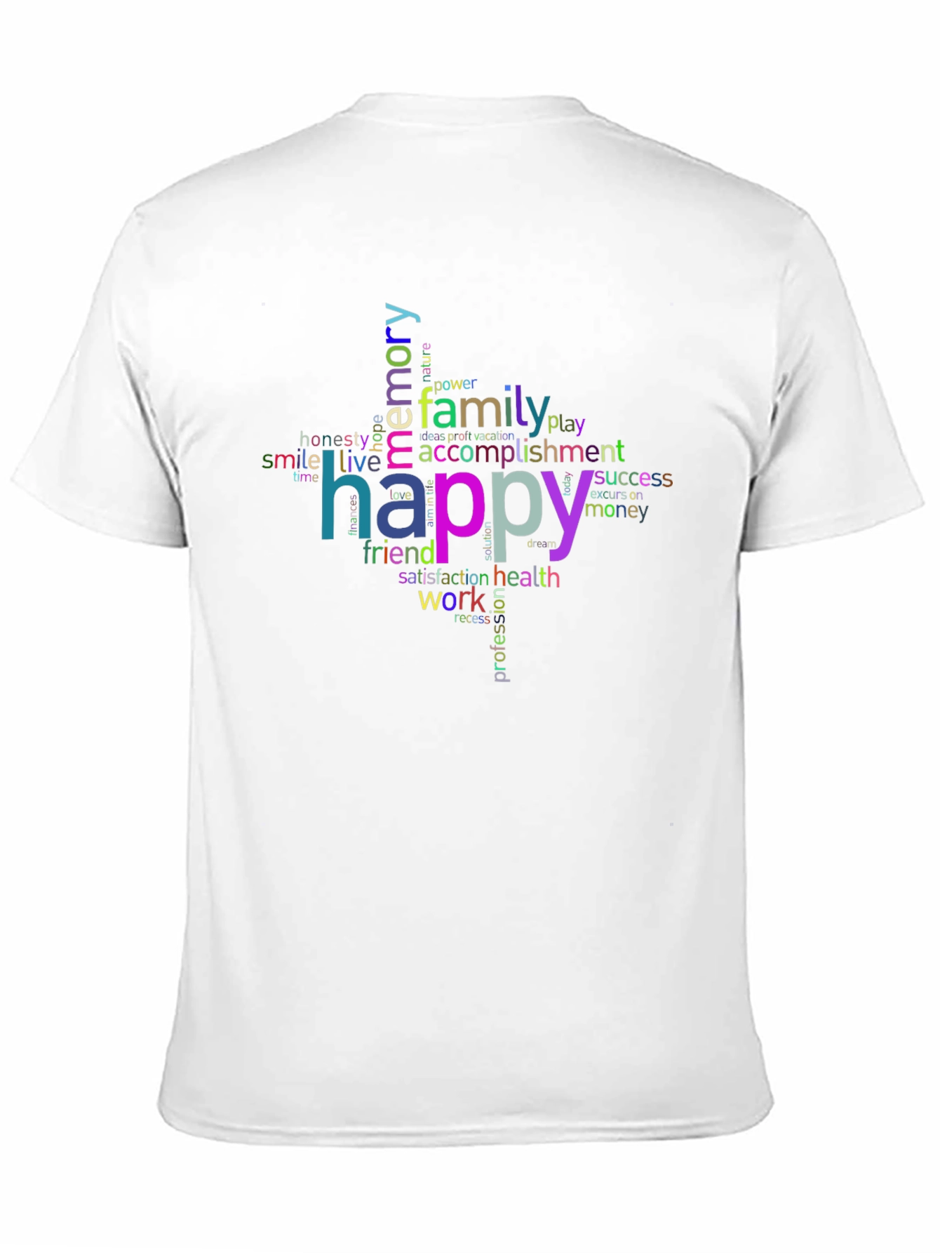 Happy Word Cloud T-Shirt - Positive Vibes