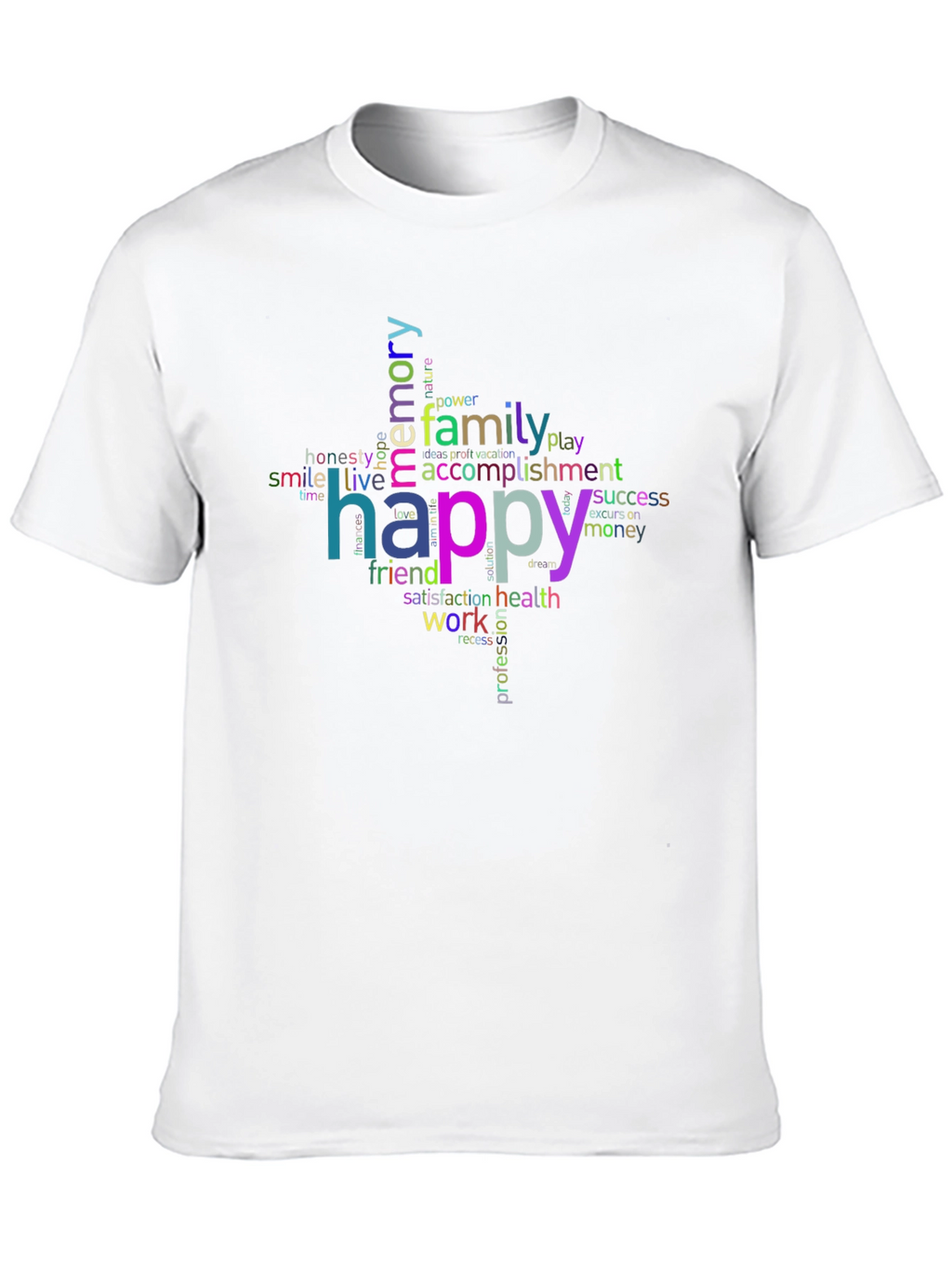 Happy Word Cloud T-Shirt - Positive Vibes