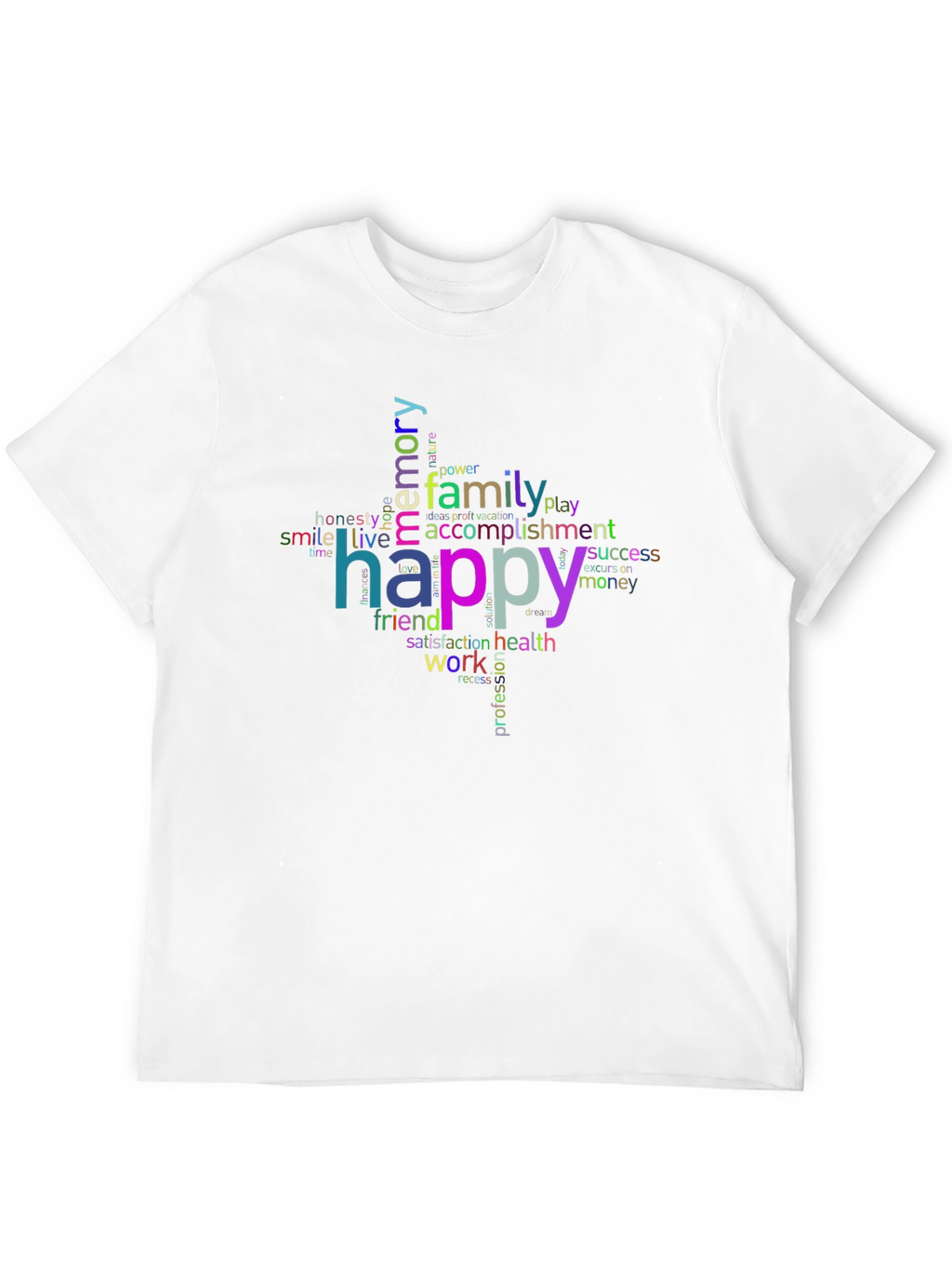 Happy Word Cloud T-Shirt - Positive Vibes