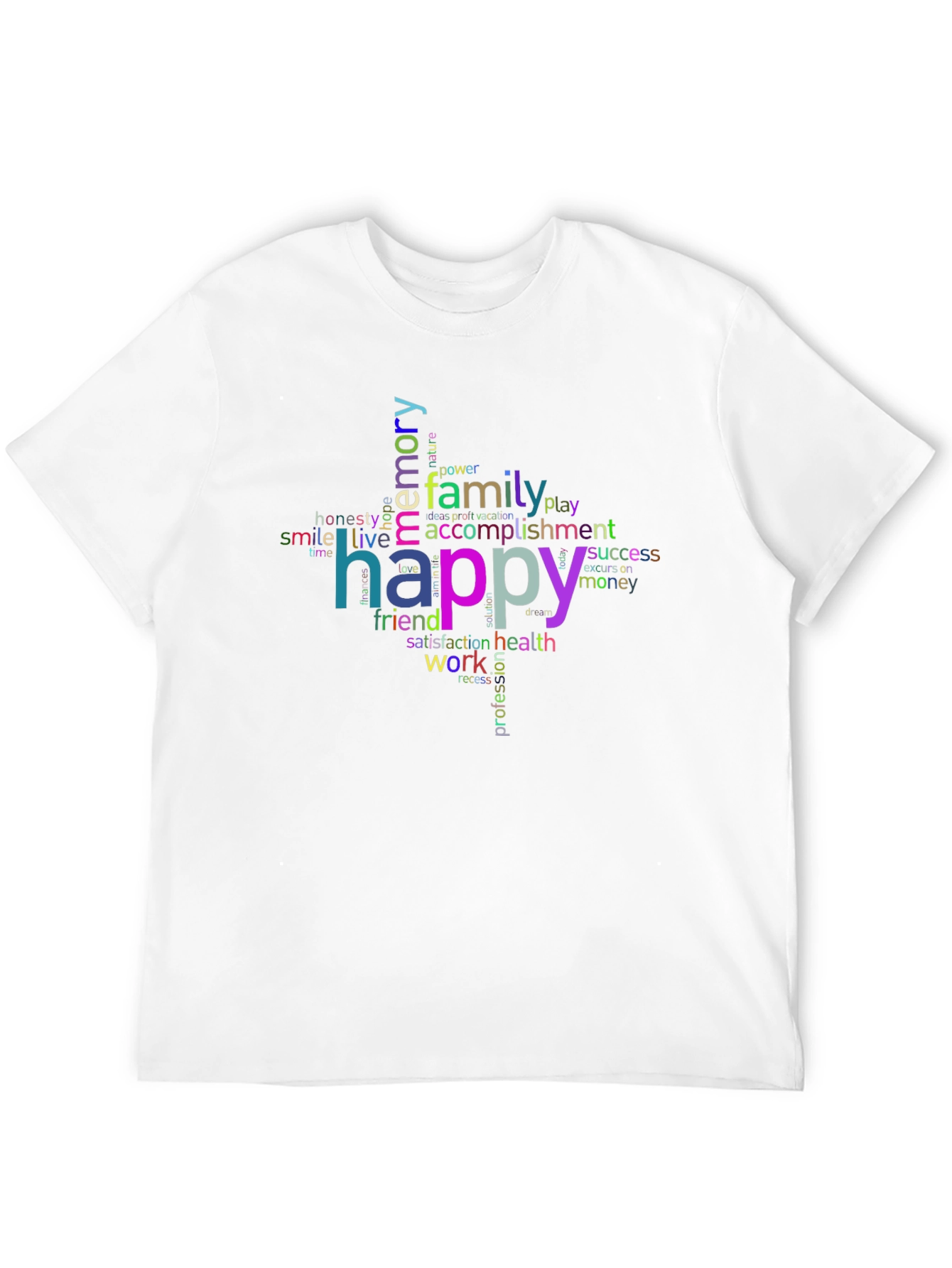 Happy Word Cloud T-Shirt - Positive Vibes