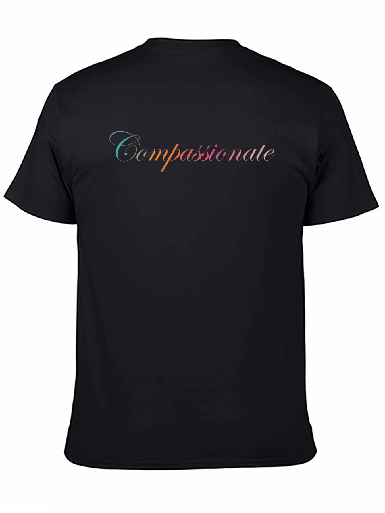 Compassionate Gradient Script Black T-Shirt