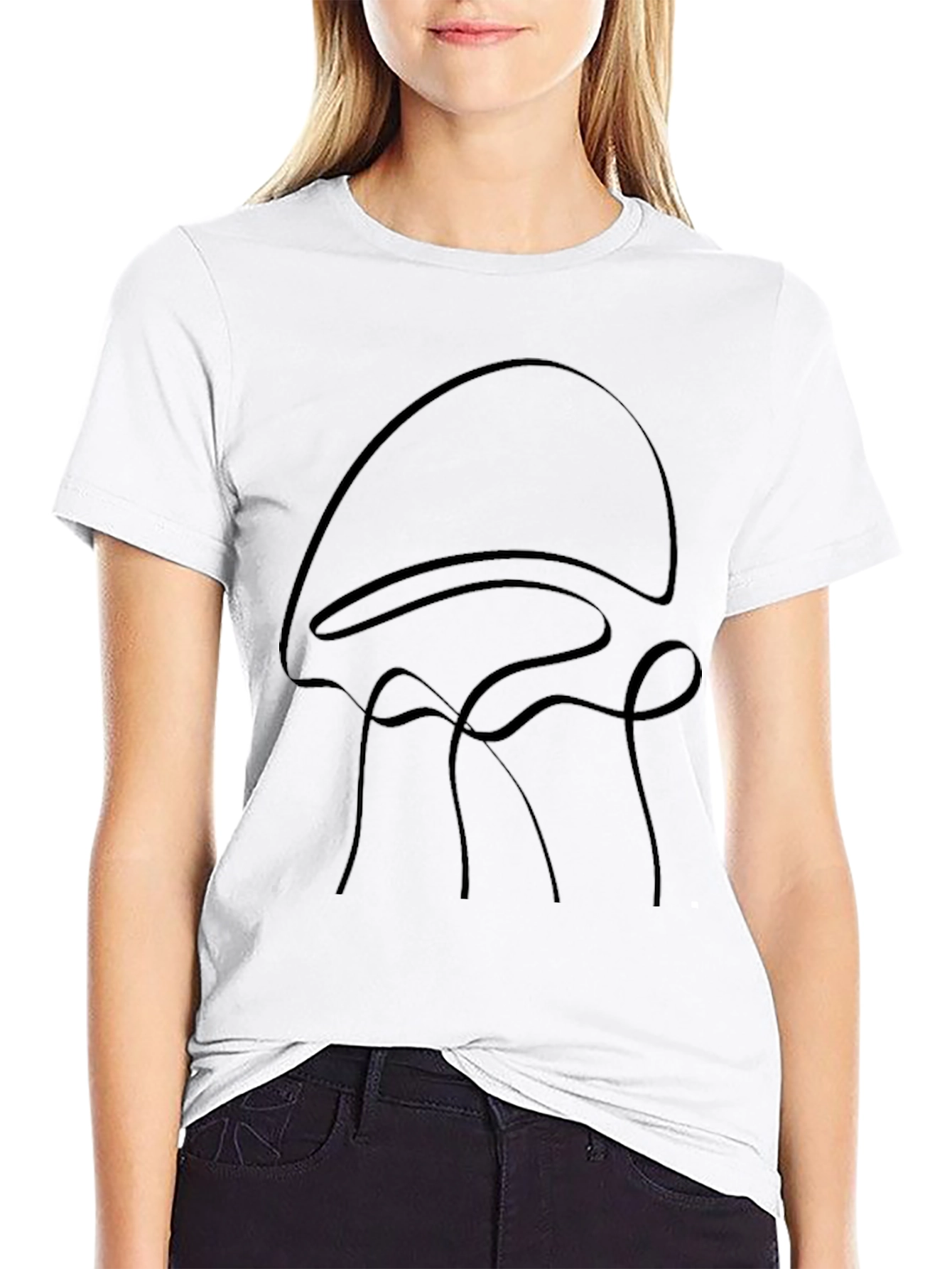 Minimalist Jellyfish Graphic Black T-Shirt