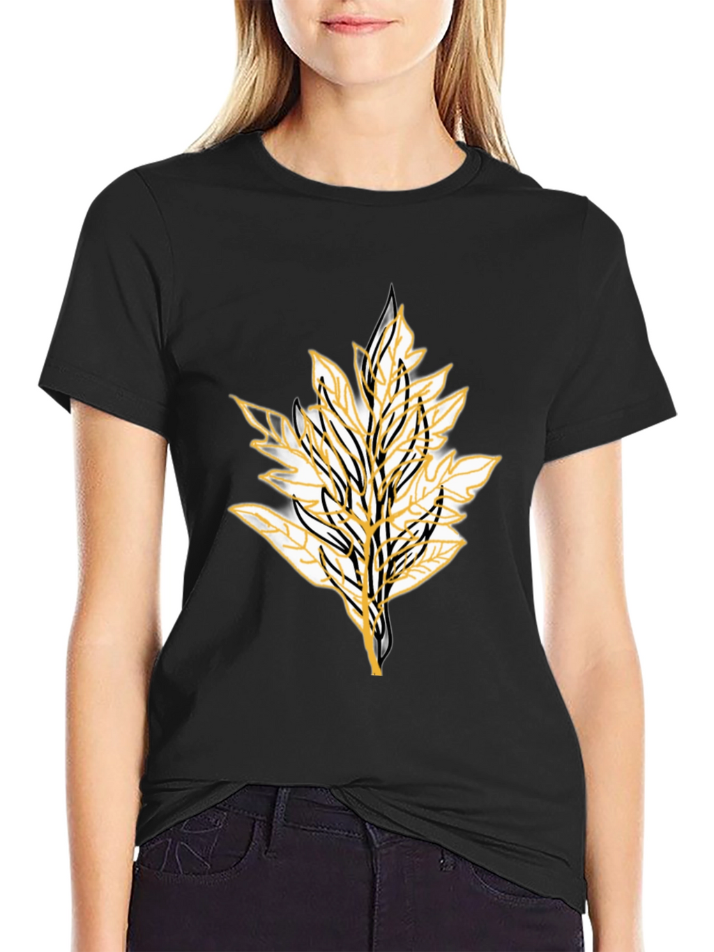 Leaf Graphic Black T-Shirt