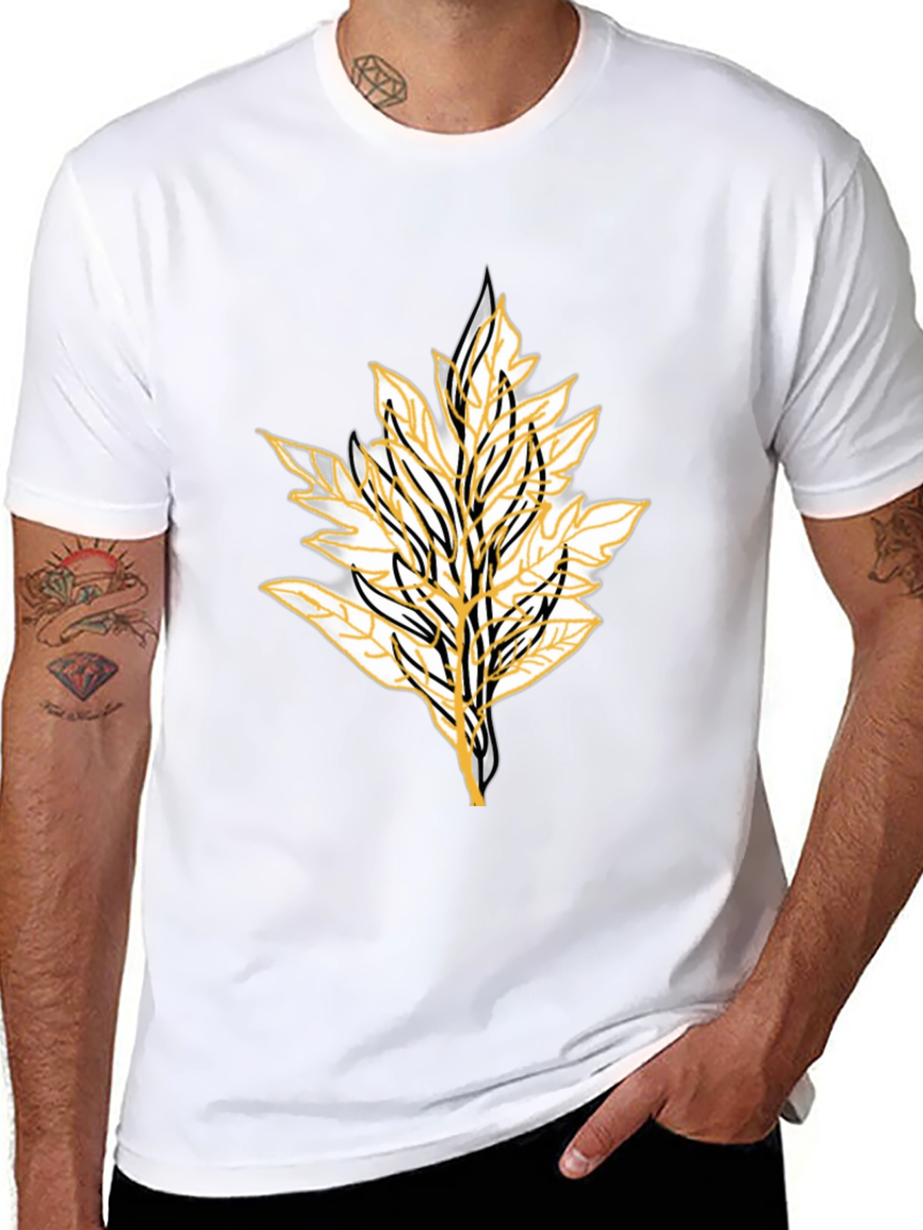 Leaf Graphic Black T-Shirt