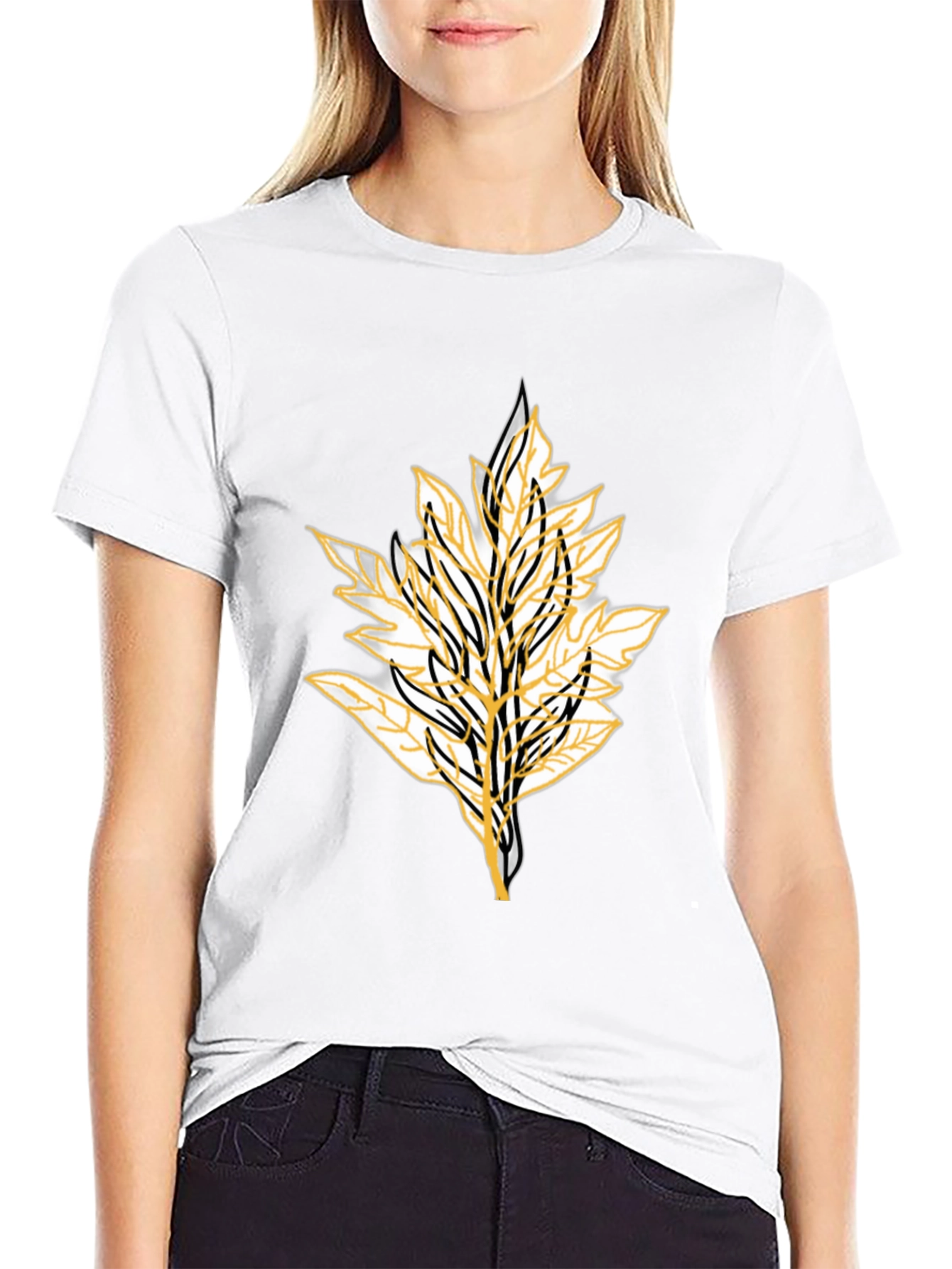 Leaf Graphic Black T-Shirt