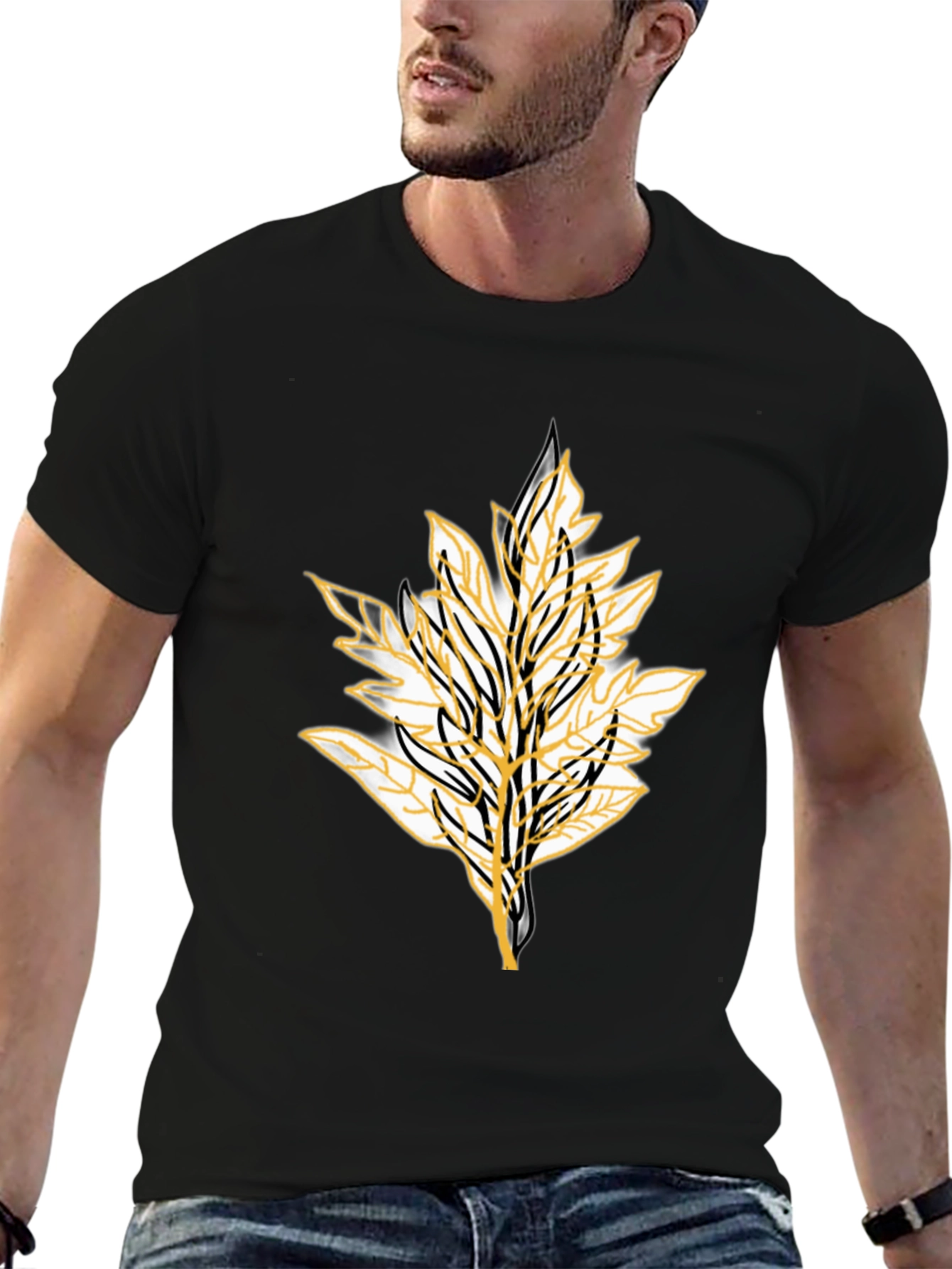 Leaf Graphic Black T-Shirt