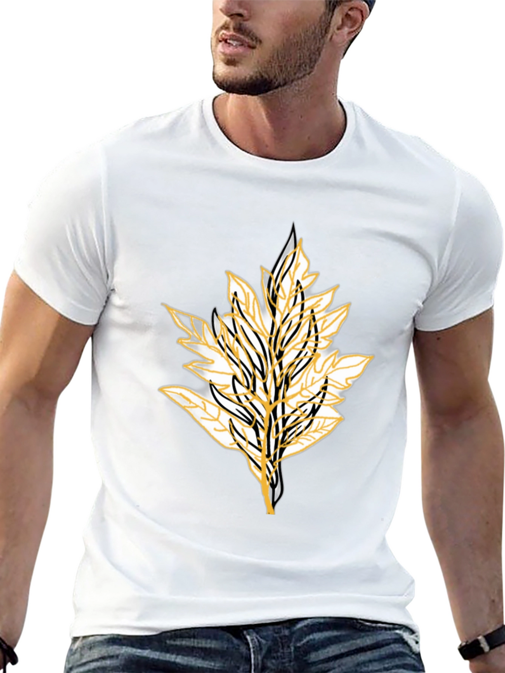 Leaf Graphic Black T-Shirt