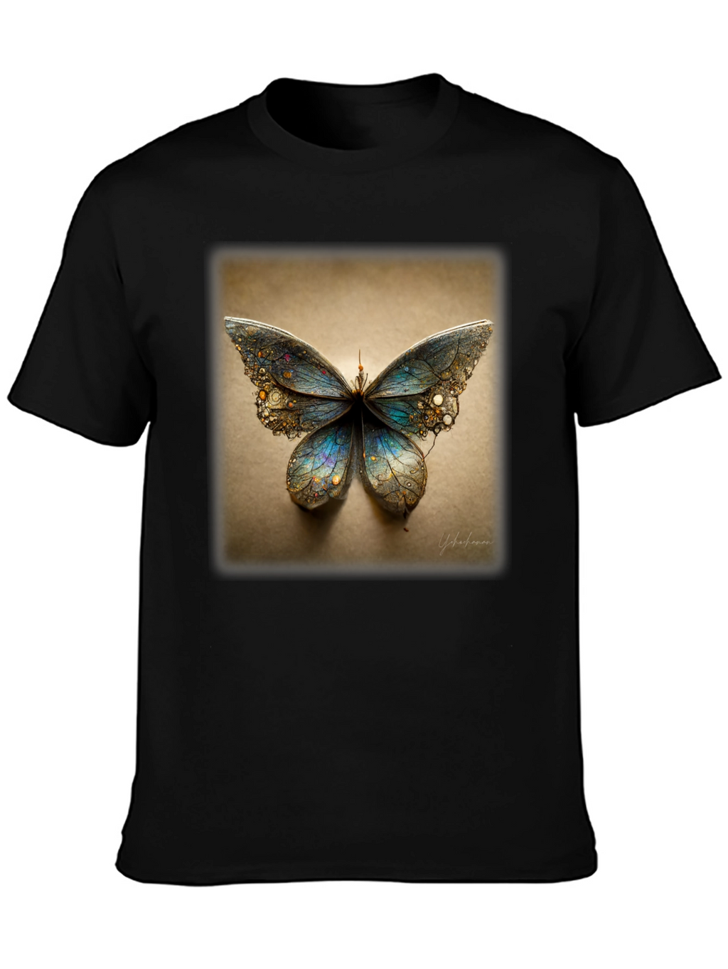 Butterfly Graphic Print Black T-Shirt