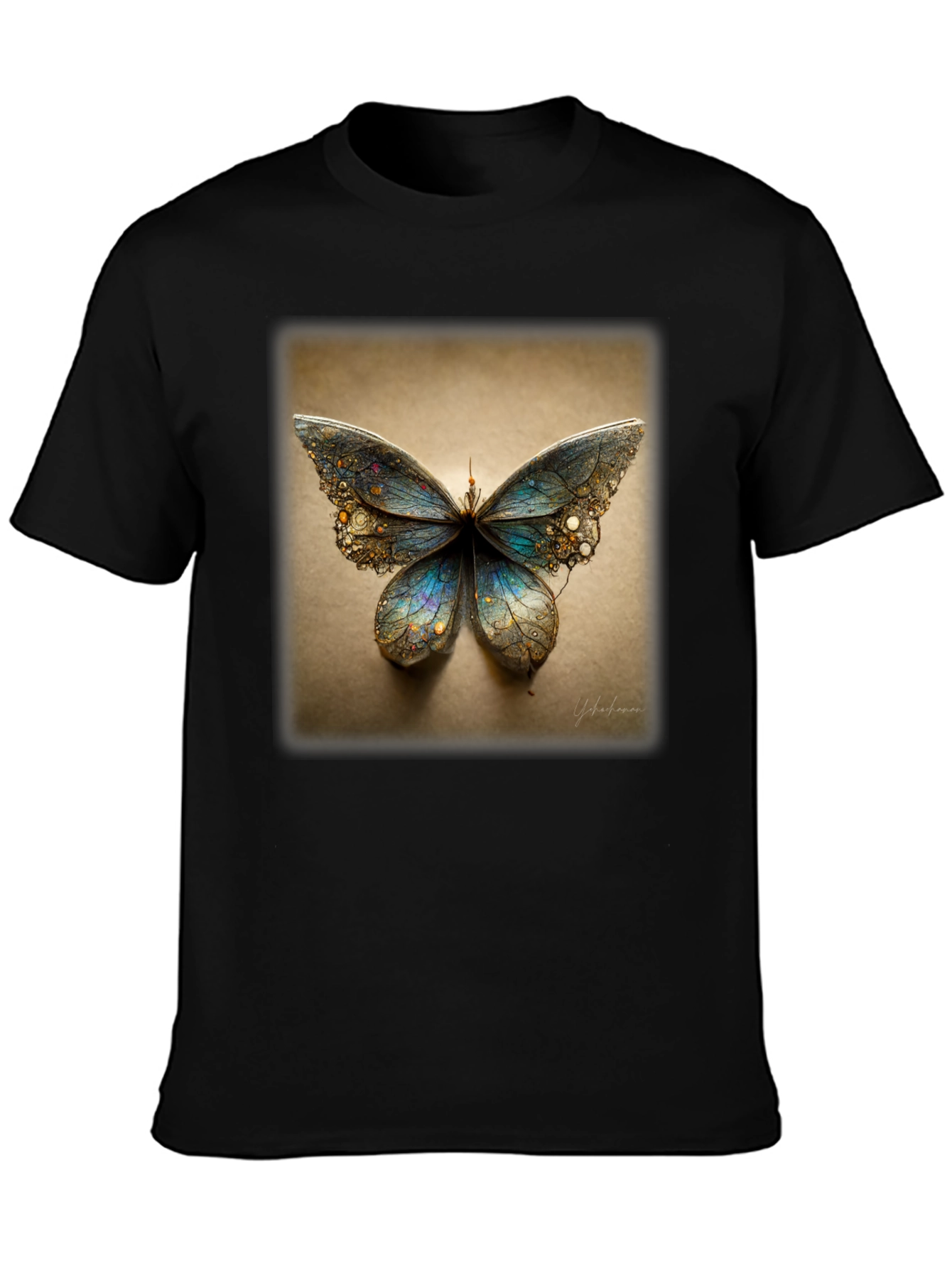 Butterfly Graphic Print Black T-Shirt