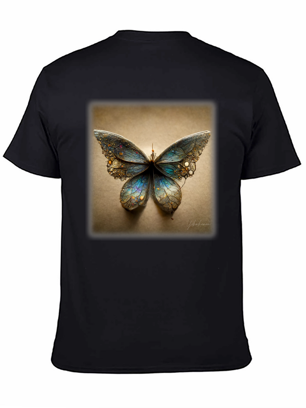 Butterfly Graphic Print Black T-Shirt
