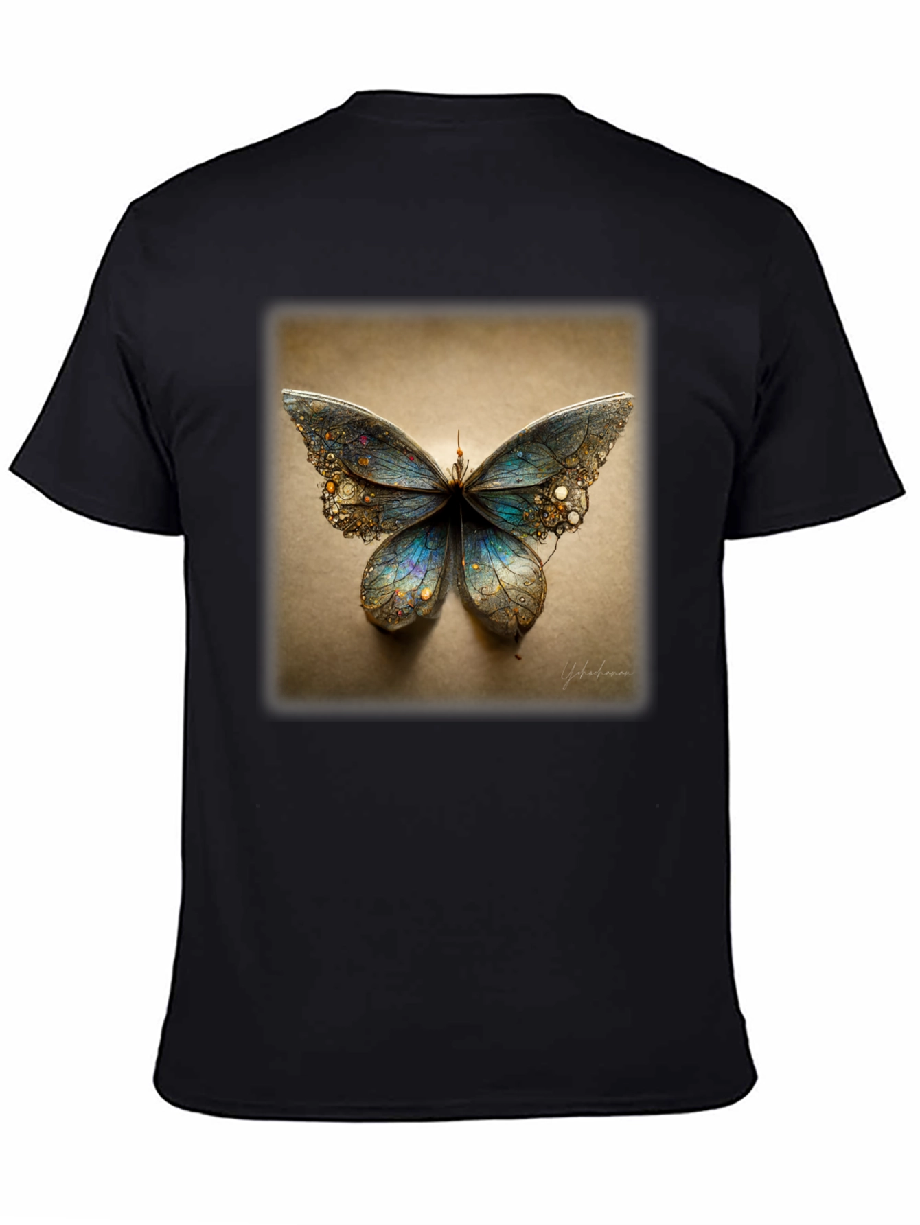 Butterfly Graphic Print Black T-Shirt