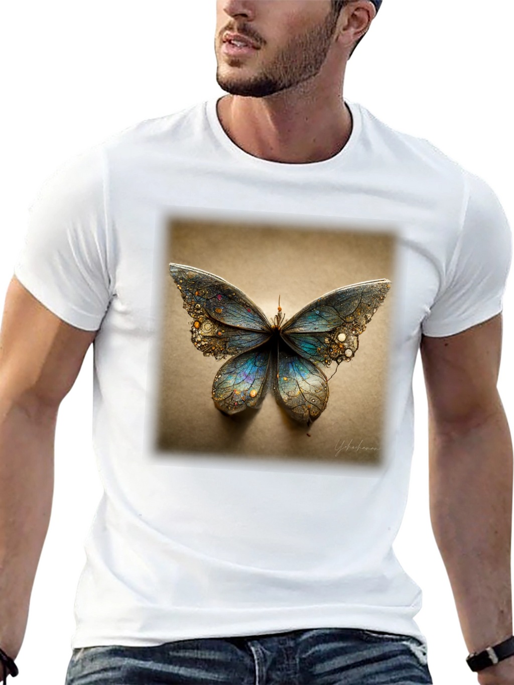 Butterfly Graphic Print Black T-Shirt
