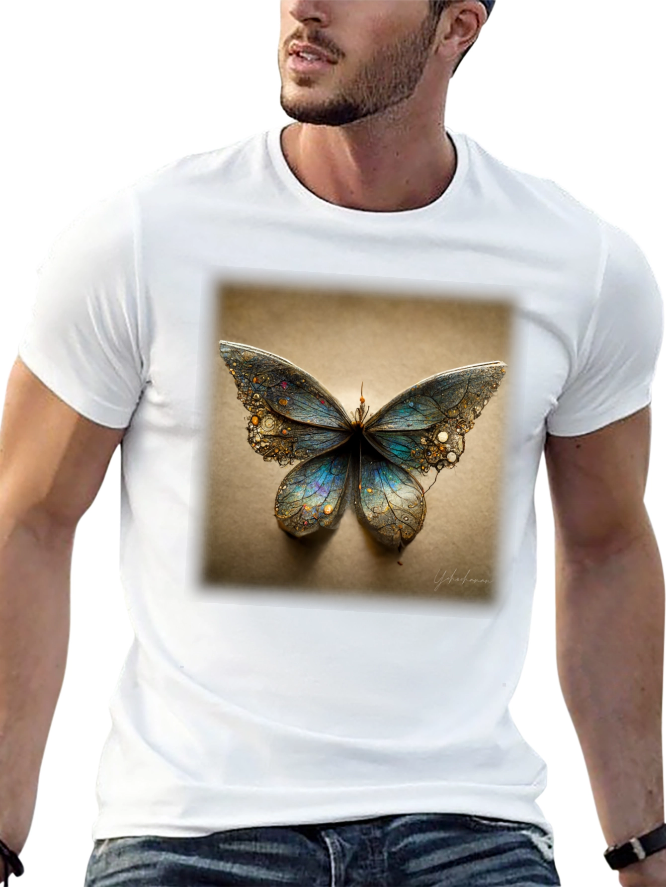 Butterfly Graphic Print Black T-Shirt