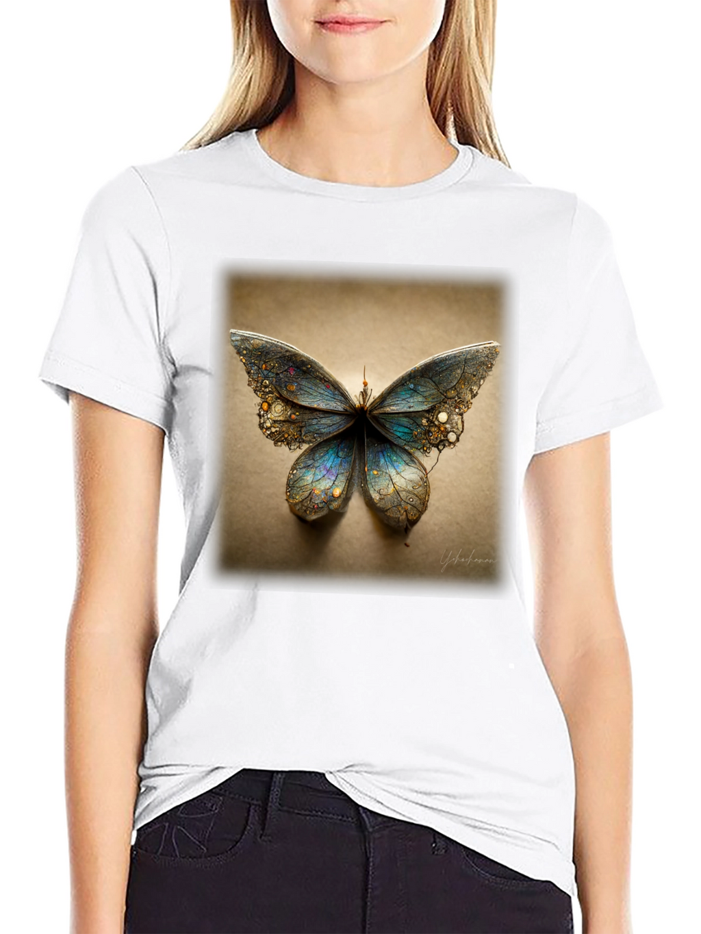 Butterfly Graphic Print Black T-Shirt