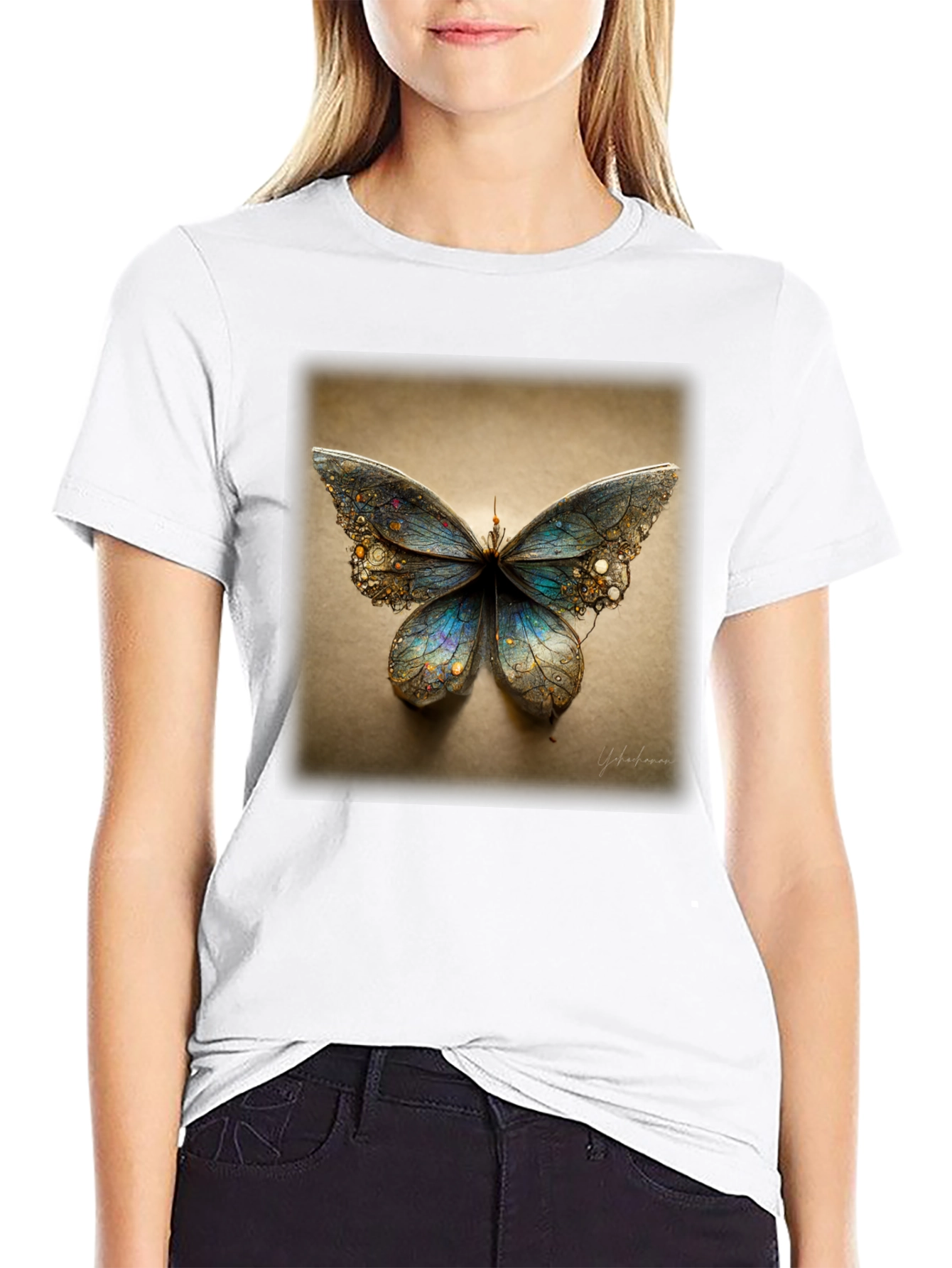 Butterfly Graphic Print Black T-Shirt