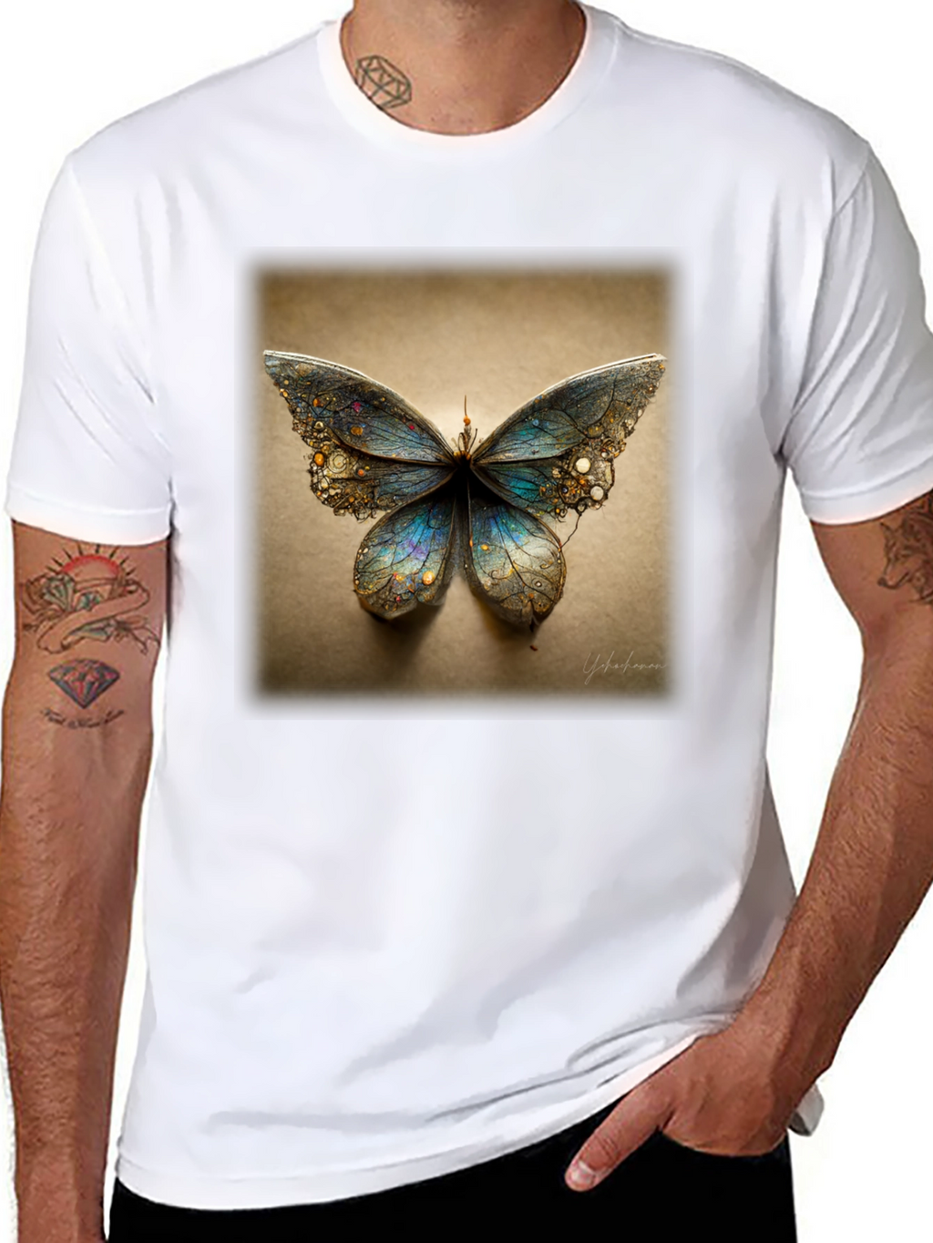 Butterfly Graphic Print Black T-Shirt