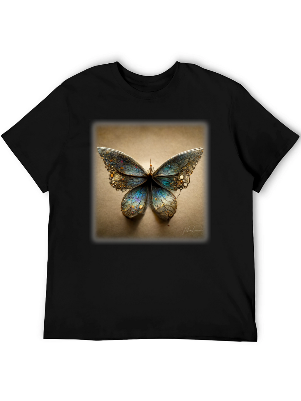 Butterfly Graphic Print Black T-Shirt