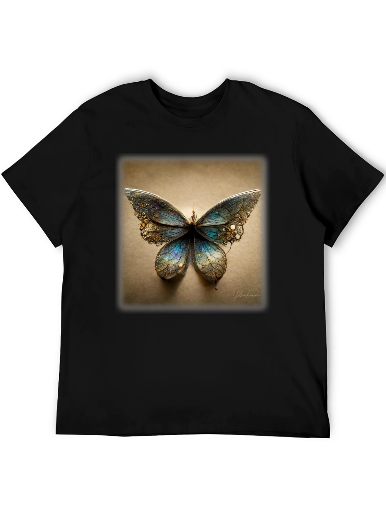 Butterfly Graphic Print Black T-Shirt