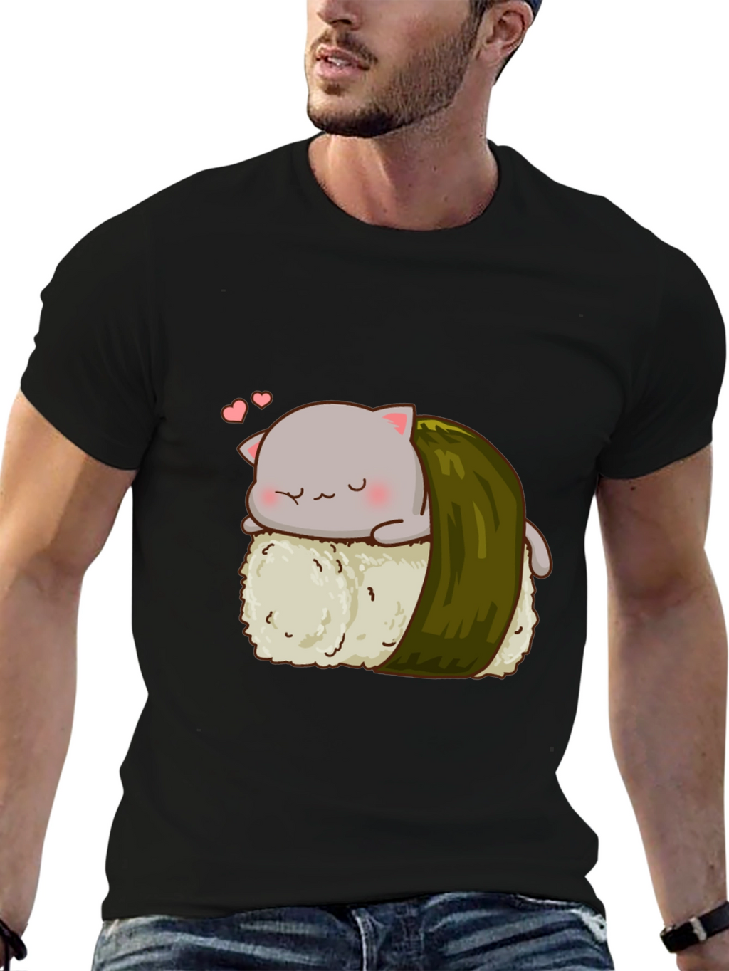 Sushi Cat Black T-Shirt