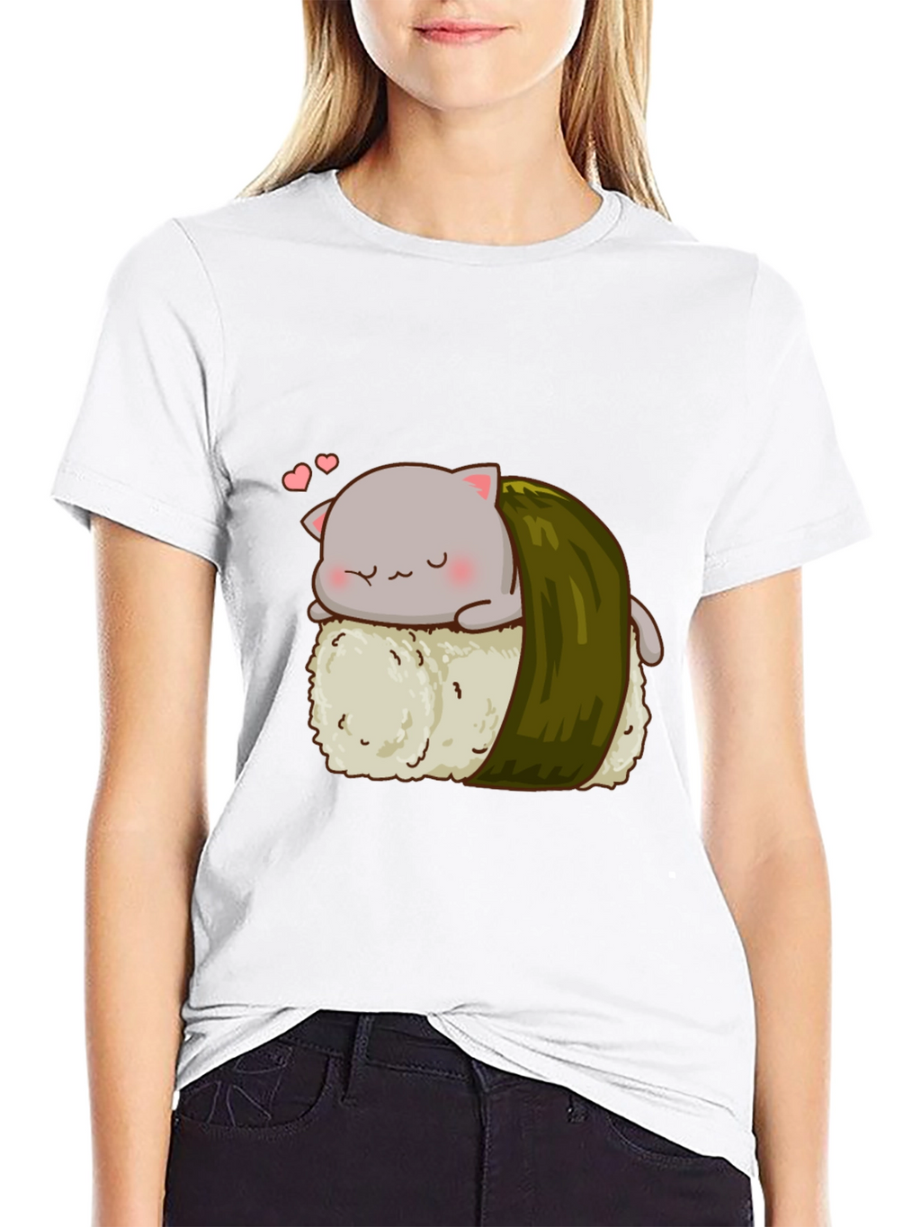 Sushi Cat Black T-Shirt