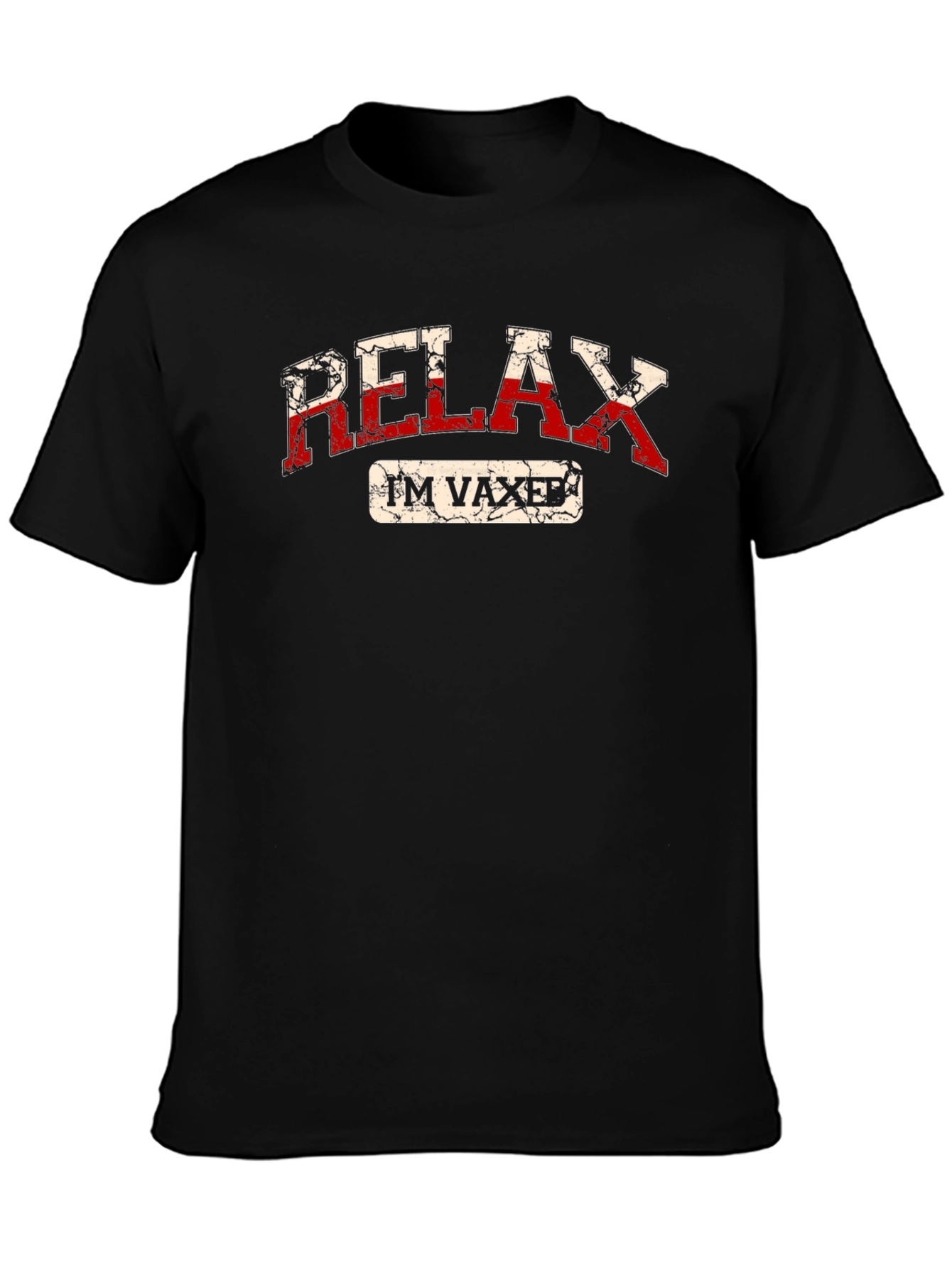 Relax Im Vaxed T-Shirt: Black Cotton Tee