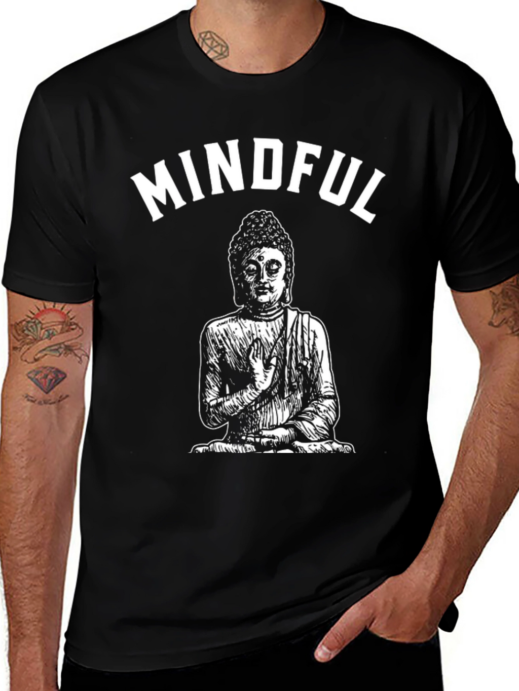 Mindful Buddha Graphic Tee - Black