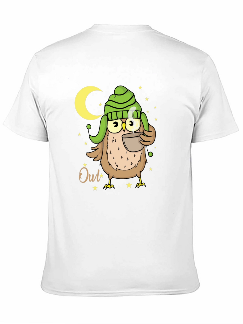 Cozy Owl T-Shirt - Nighttime Coffee Sipper