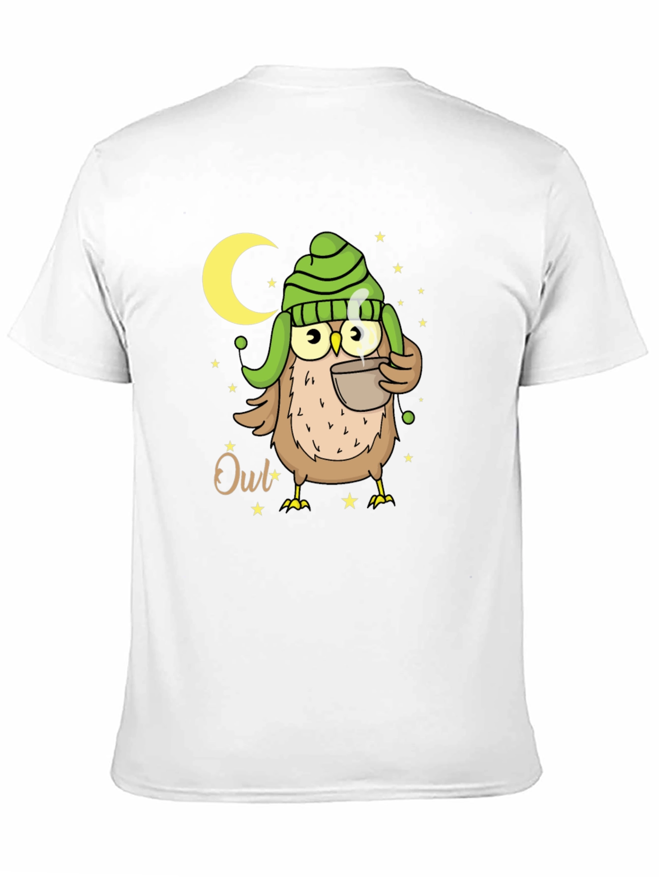 Cozy Owl T-Shirt - Nighttime Coffee Sipper