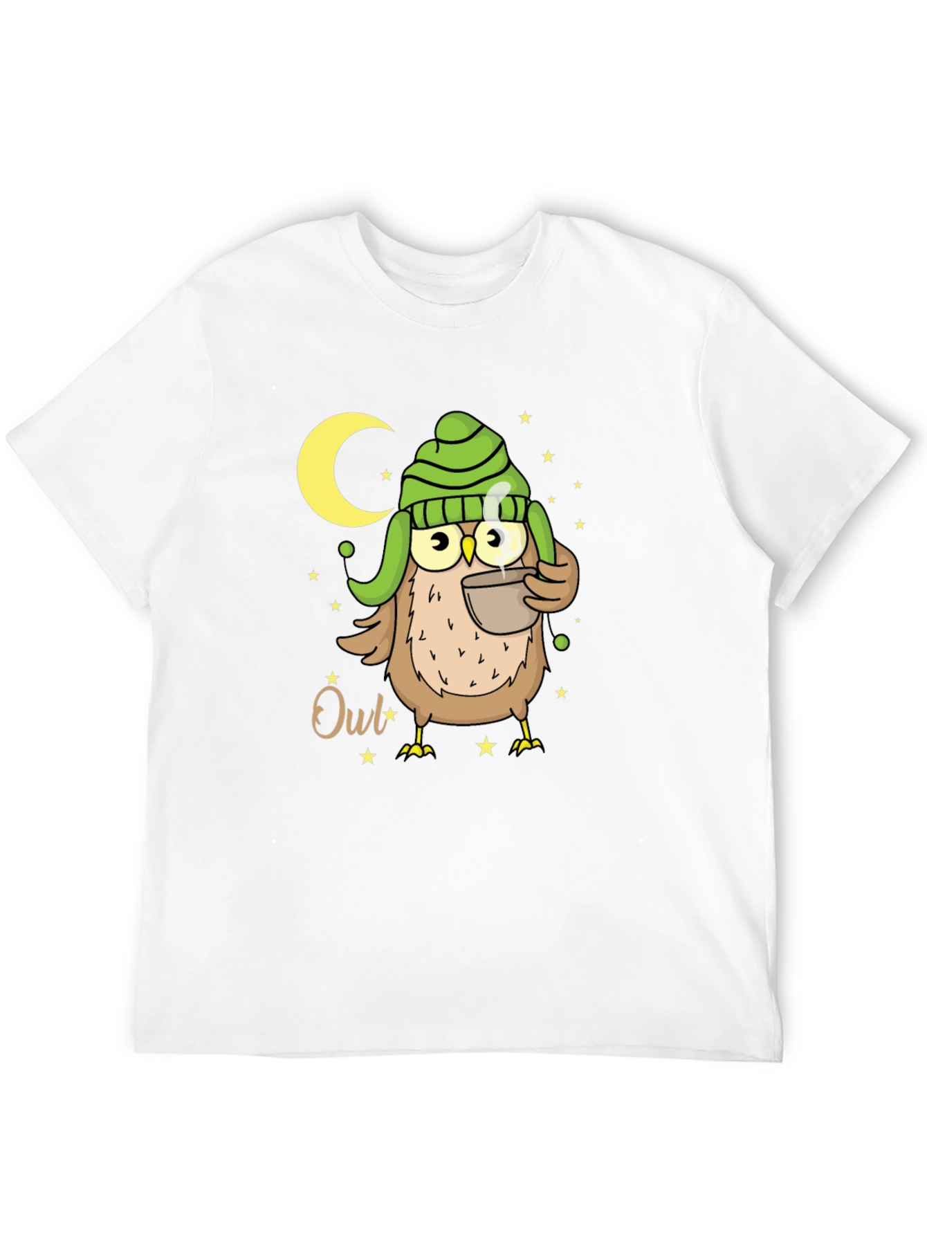 Cozy Owl T-Shirt - Nighttime Coffee Sipper