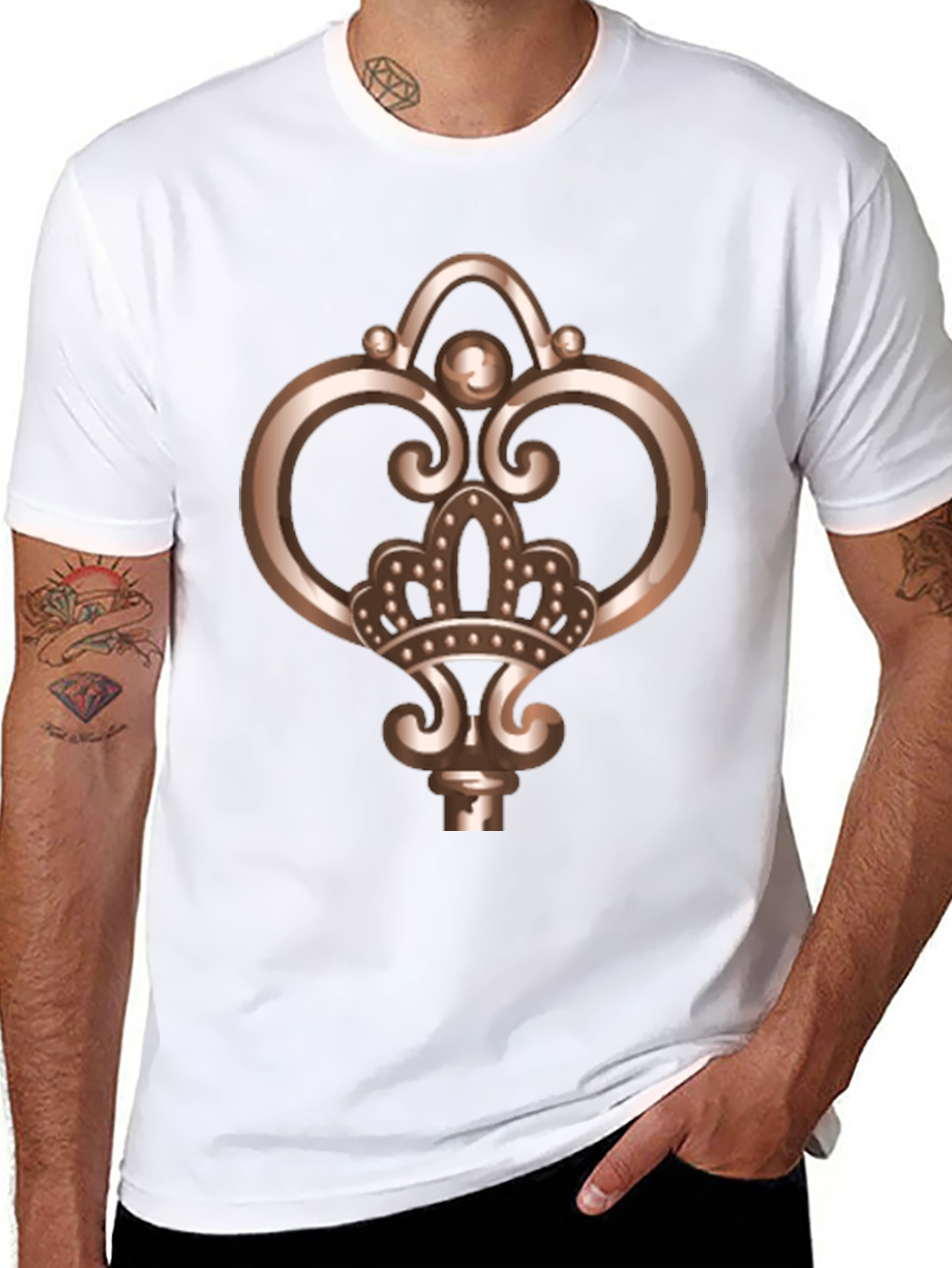 Royal Key Graphic Tee - Black Cotton Comfort