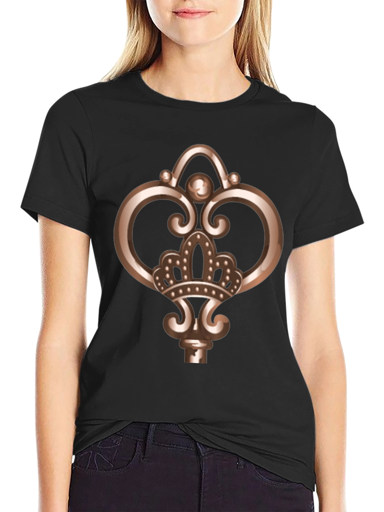 Royal Key Graphic Tee - Black Cotton Comfort