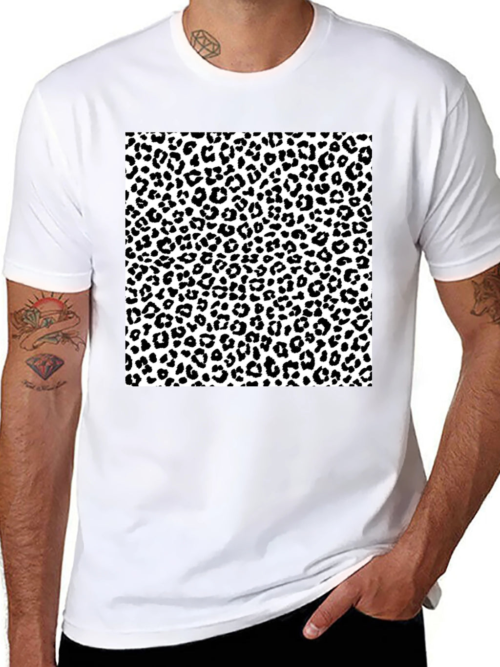 Leopard Print Graphic Tee - Stylish Mens T-Shirt