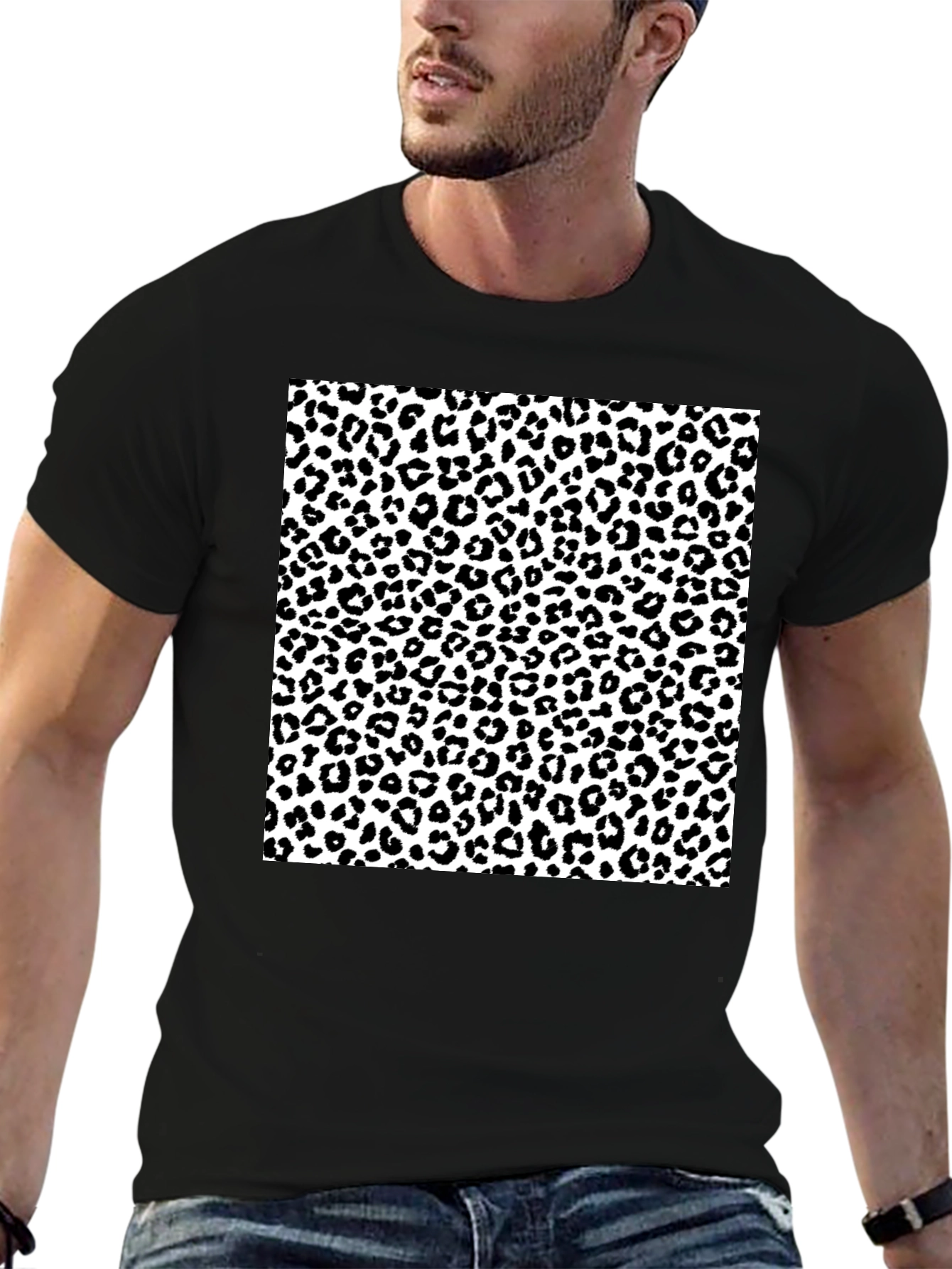 Leopard Print Graphic Tee - Stylish Mens T-Shirt