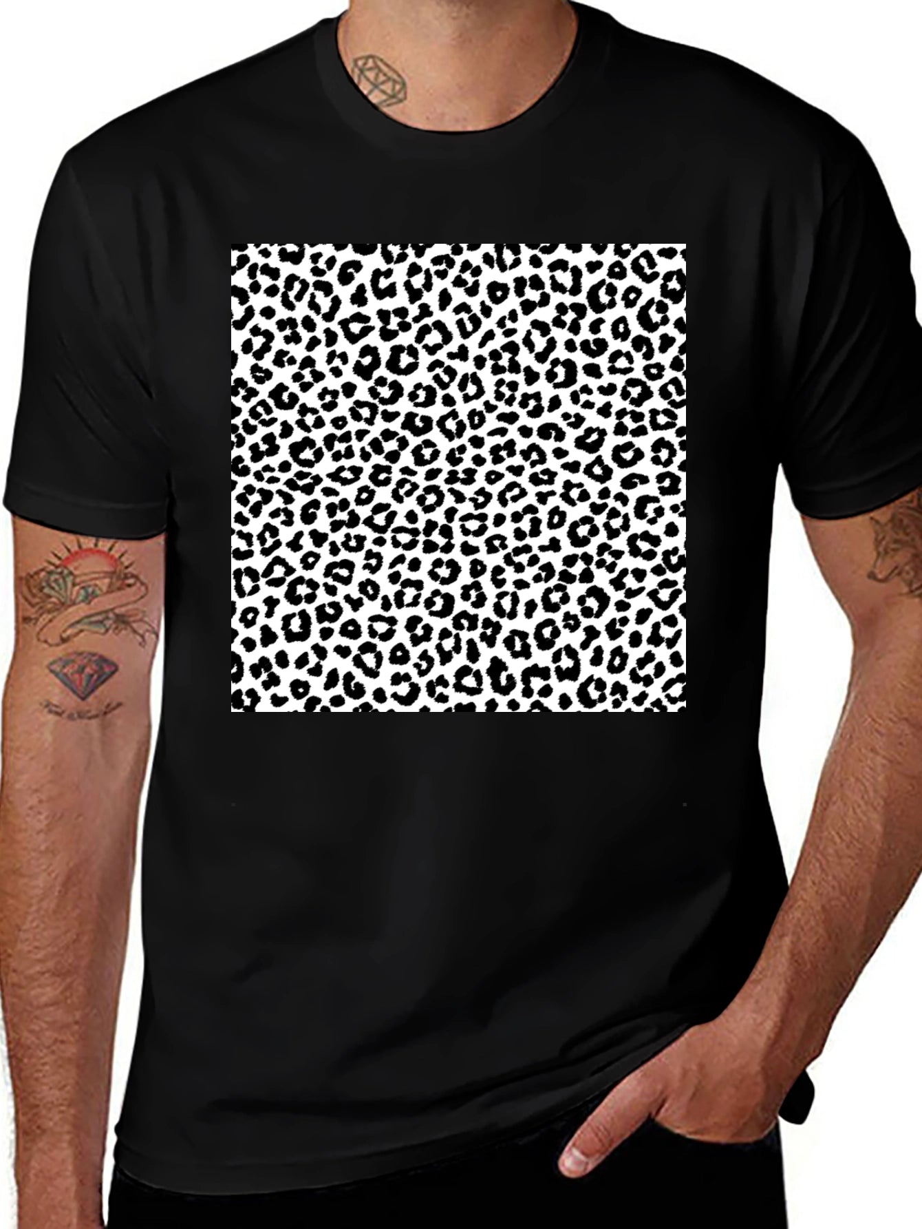 Leopard Print Graphic Tee - Stylish Mens T-Shirt