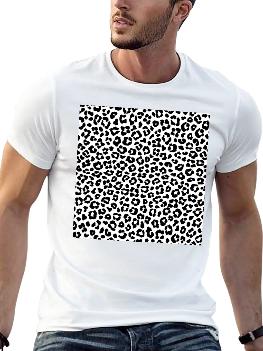 Leopard Print Graphic Tee - Stylish Mens T-Shirt