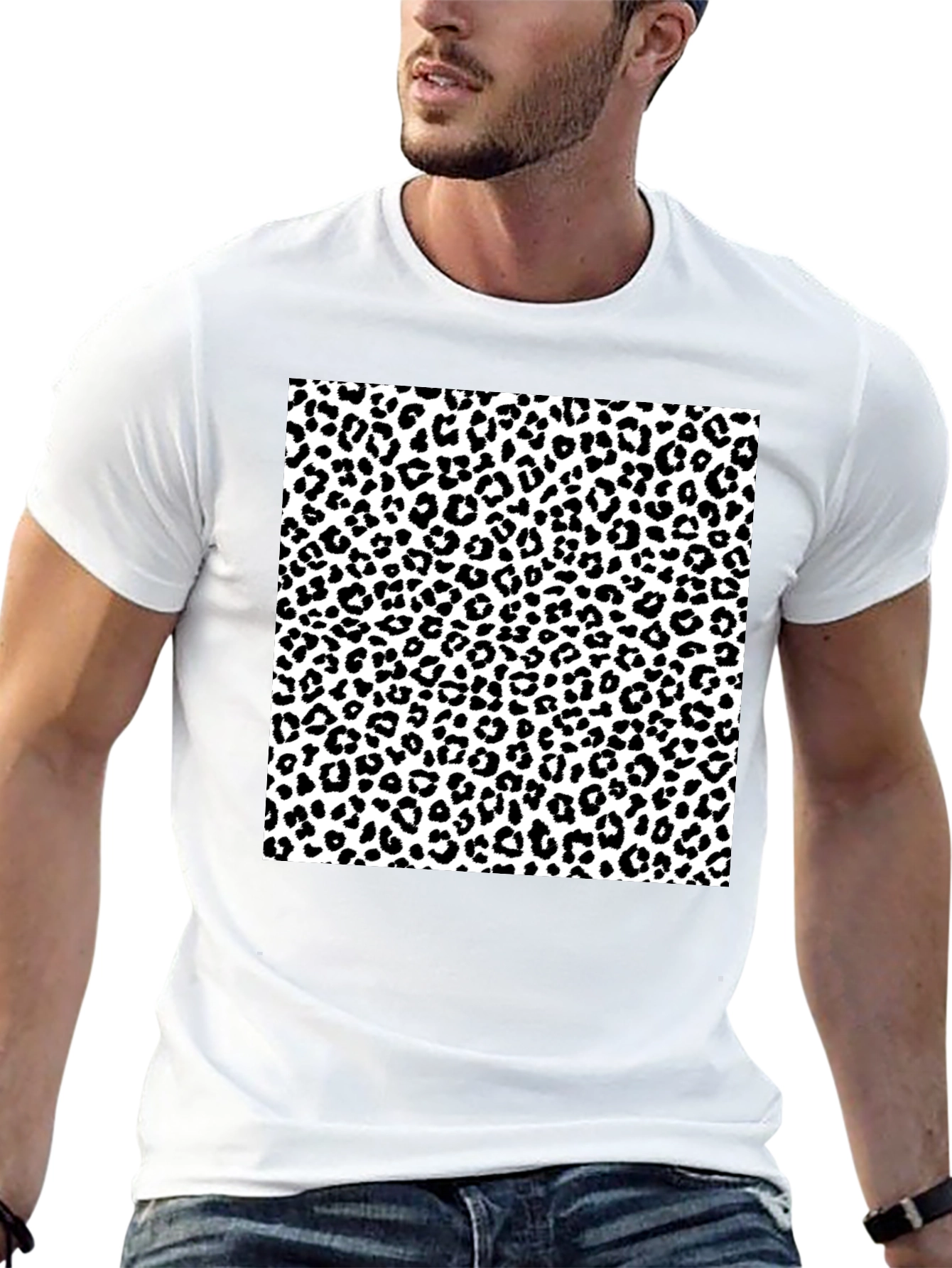 Leopard Print Graphic Tee - Stylish Mens T-Shirt