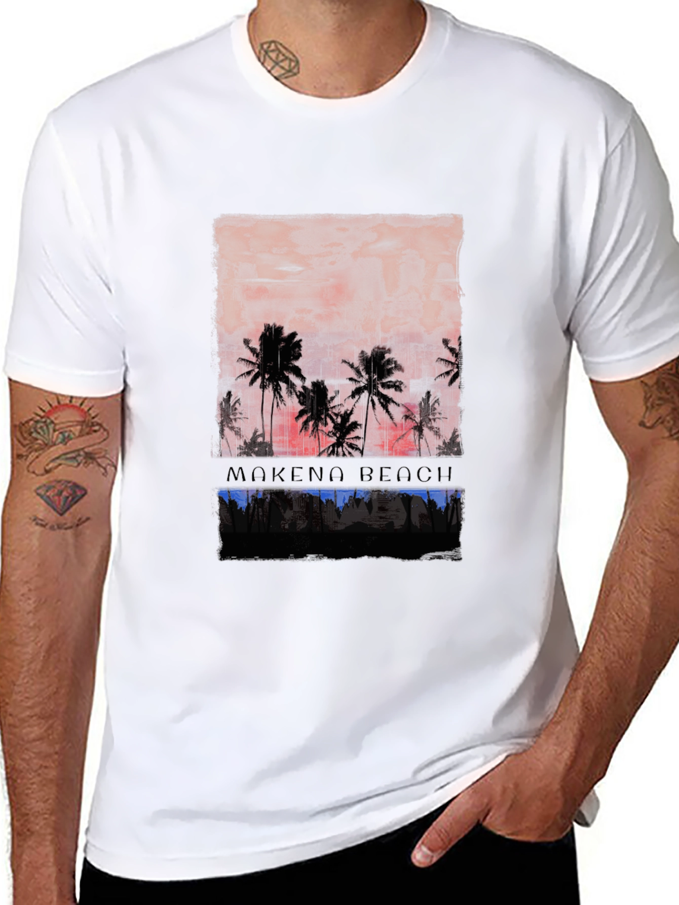 Mokeno Beach Palm Sunset Graphic Tee