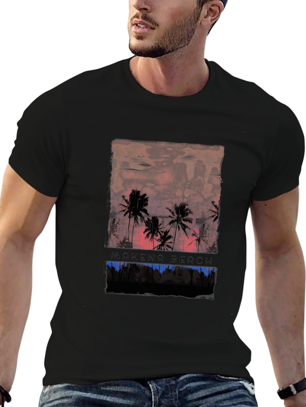Mokeno Beach Palm Sunset Graphic Tee