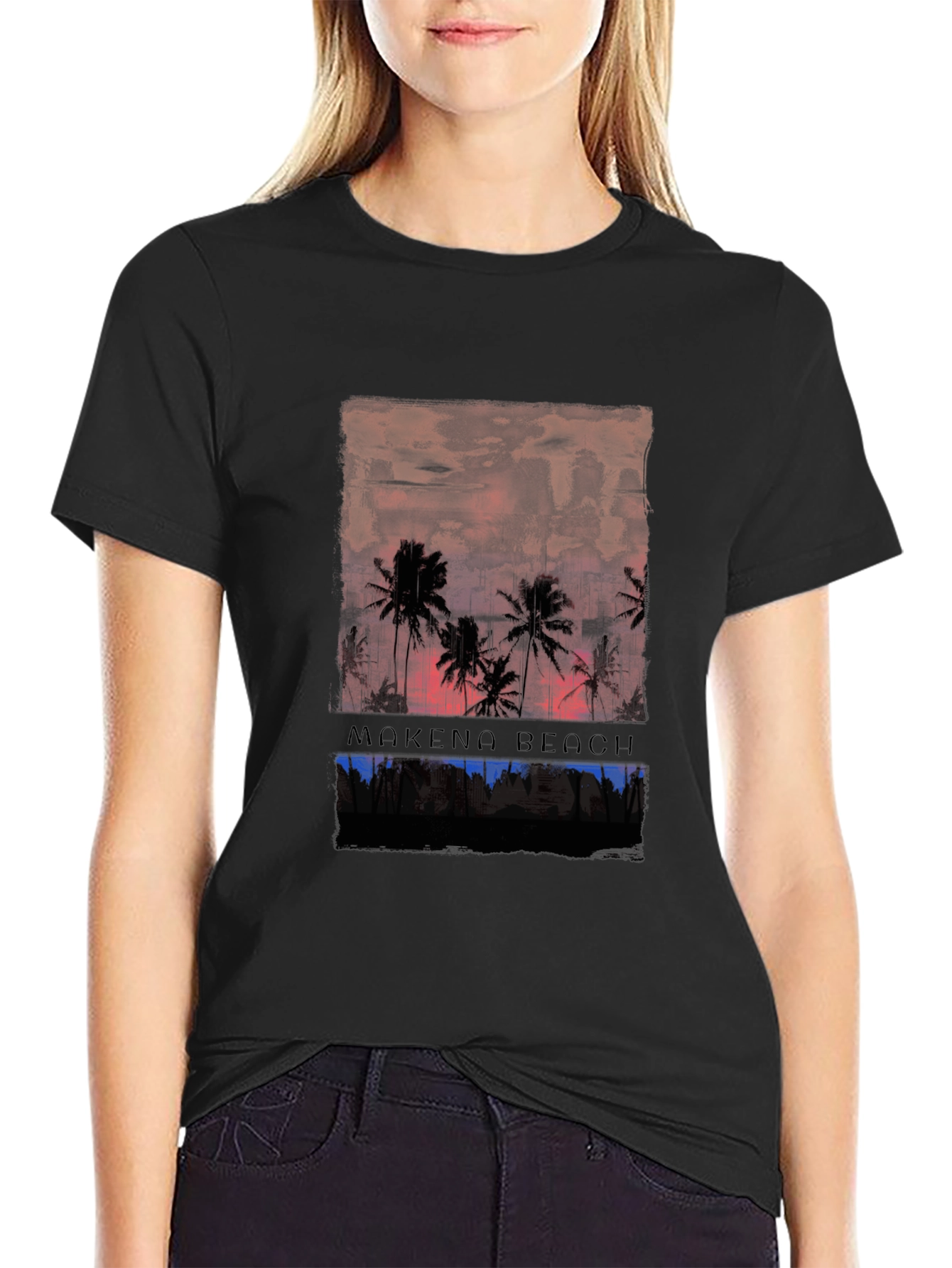 Mokeno Beach Palm Sunset Graphic Tee
