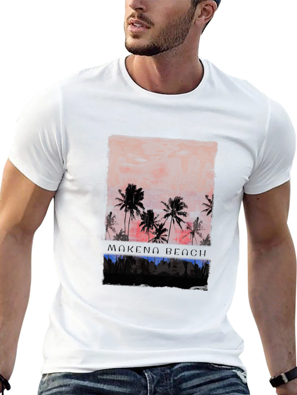 Mokeno Beach Palm Sunset Graphic Tee