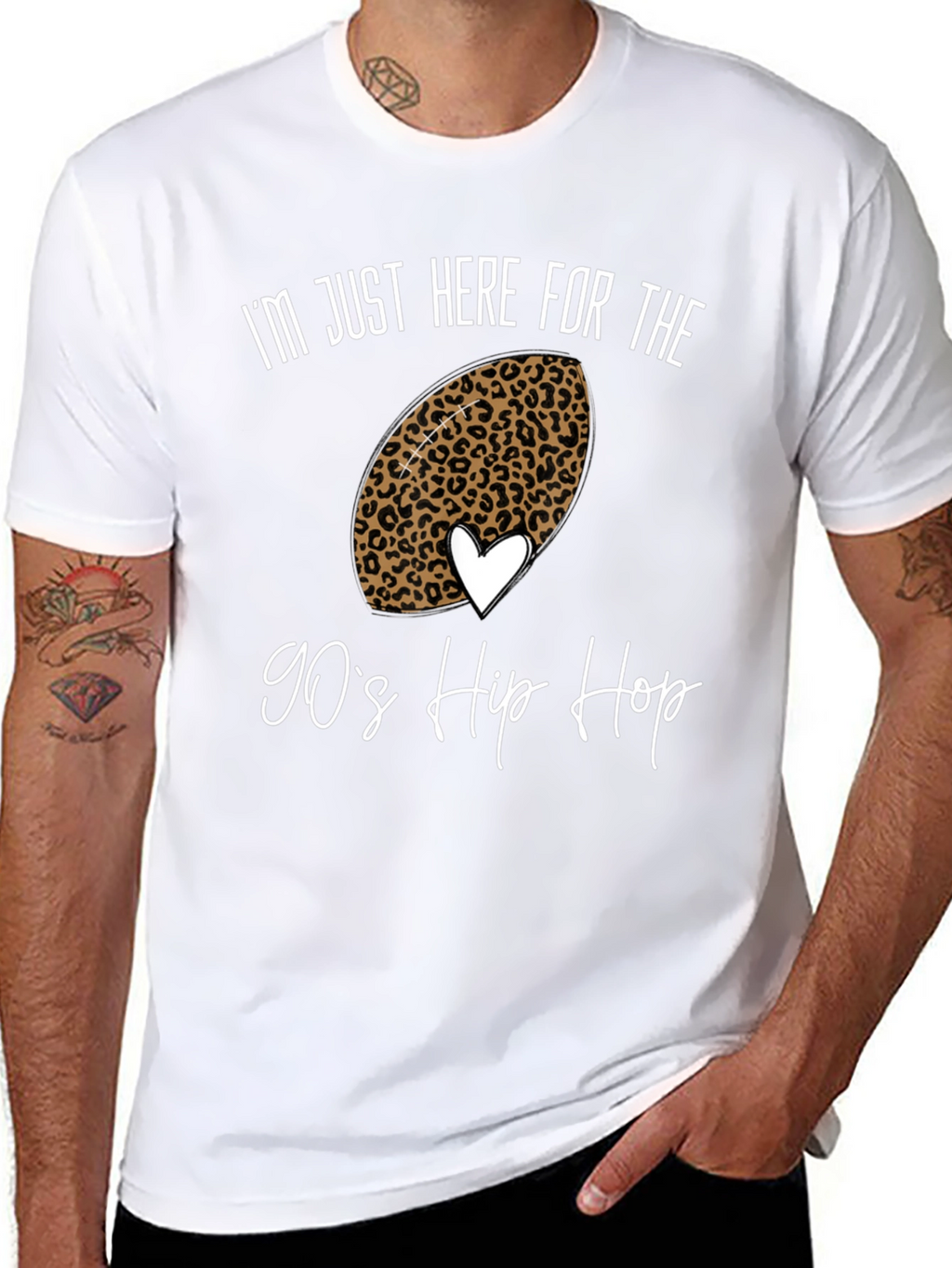 90s Hip Hop Football Leopard Print Tee