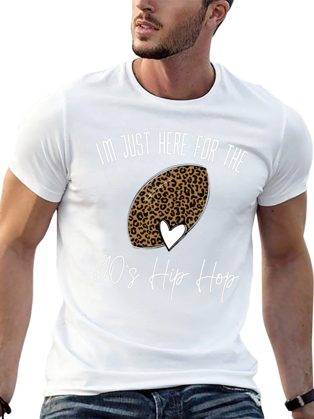 90s Hip Hop Football Leopard Print Tee