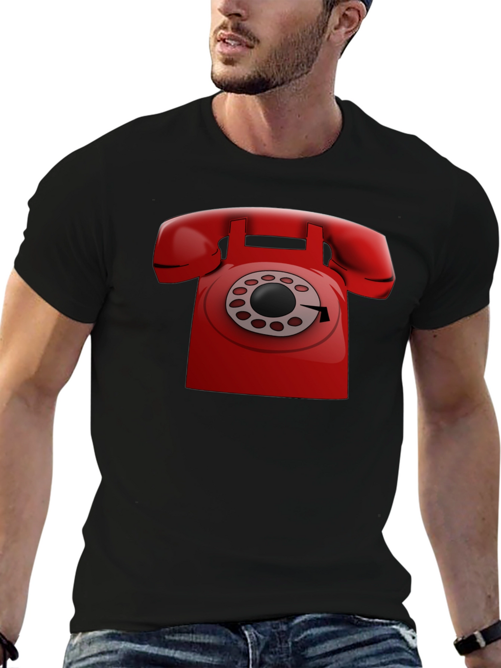 Retro Red Rotary Phone Graphic T-Shirt