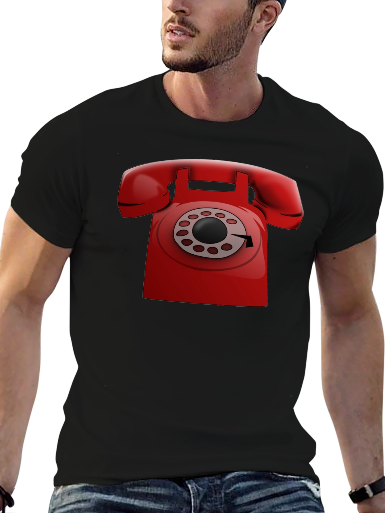 Retro Red Rotary Phone Graphic T-Shirt