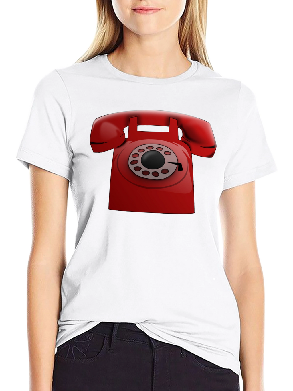 Retro Red Rotary Phone Graphic T-Shirt