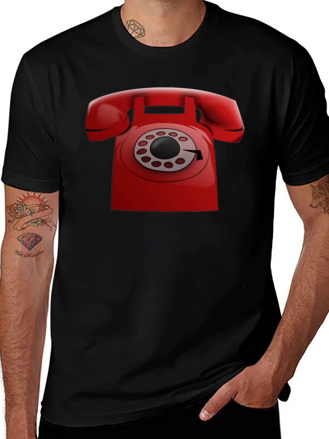 Retro Red Rotary Phone Graphic T-Shirt