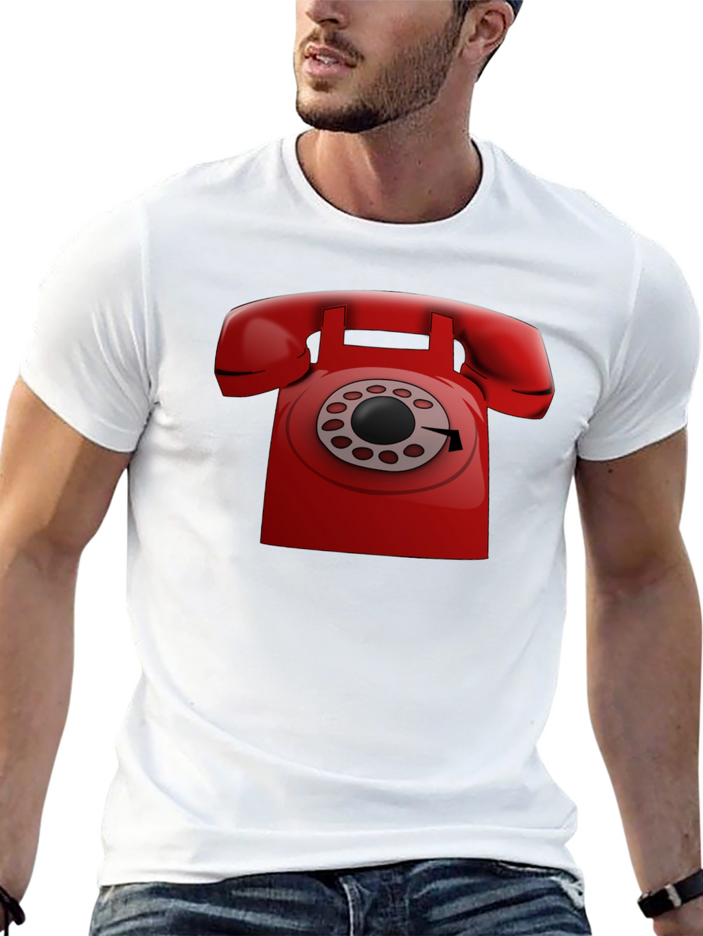 Retro Red Rotary Phone Graphic T-Shirt