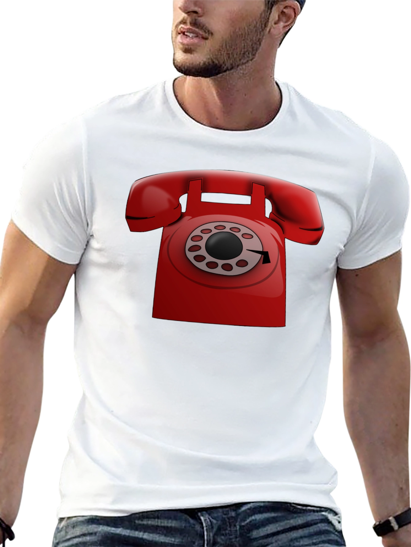 Retro Red Rotary Phone Graphic T-Shirt