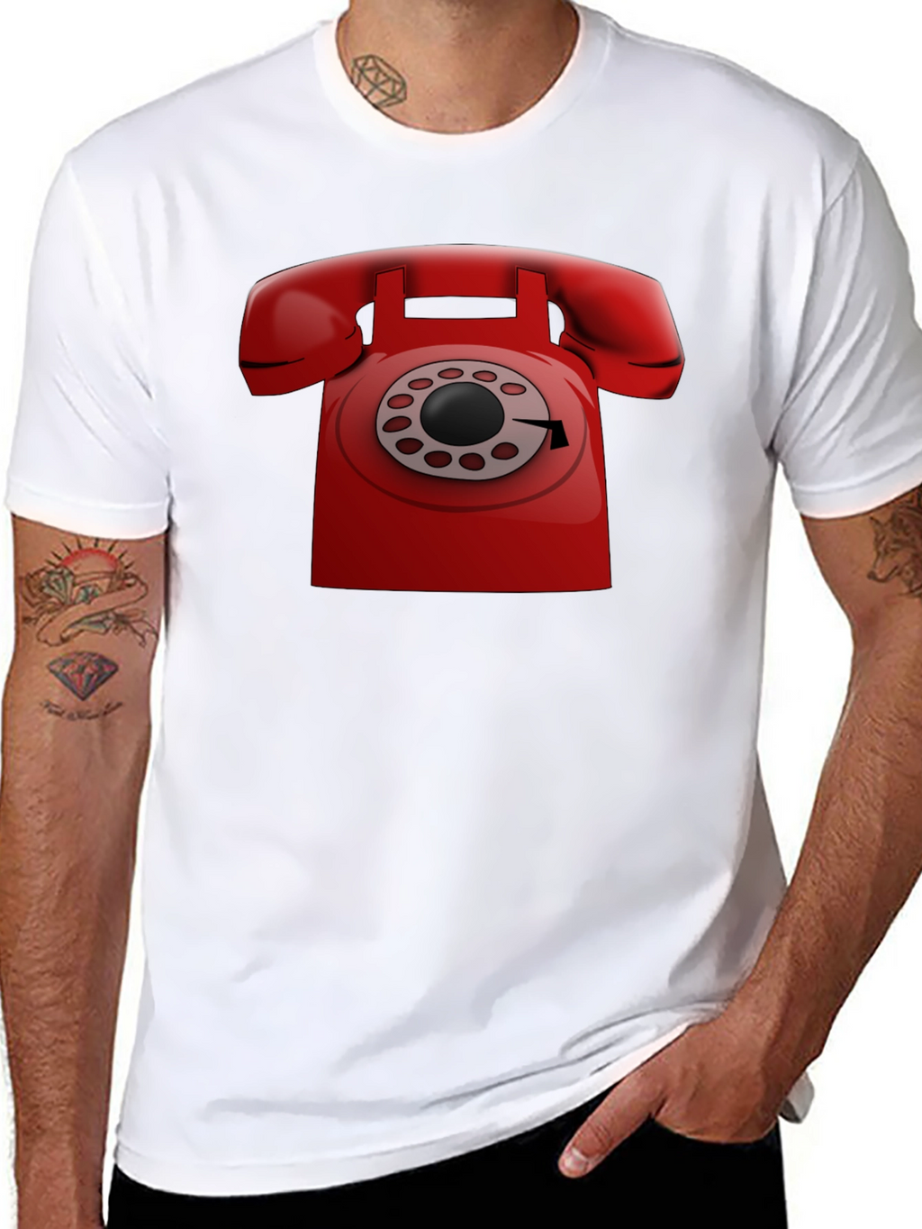 Retro Red Rotary Phone Graphic T-Shirt