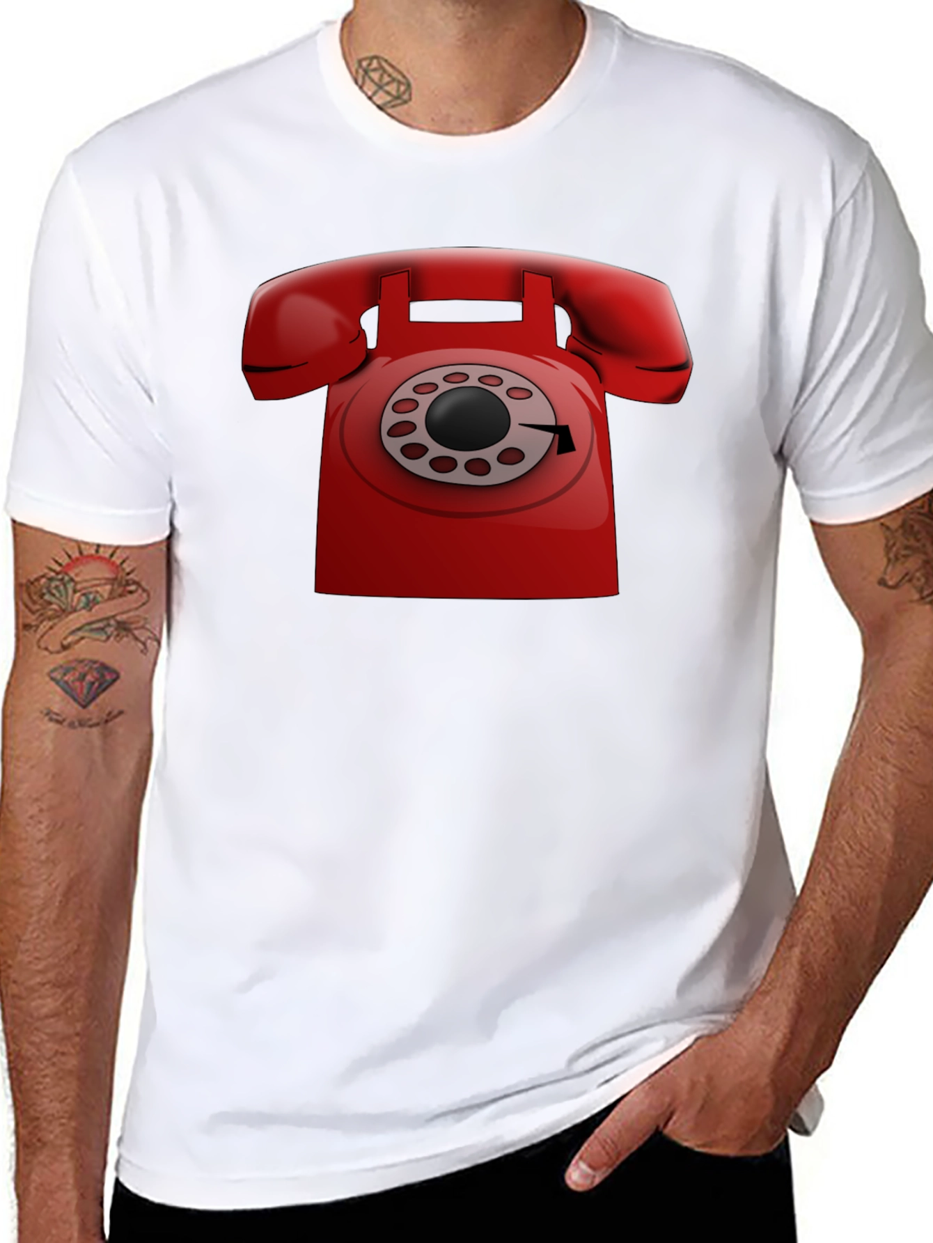 Retro Red Rotary Phone Graphic T-Shirt